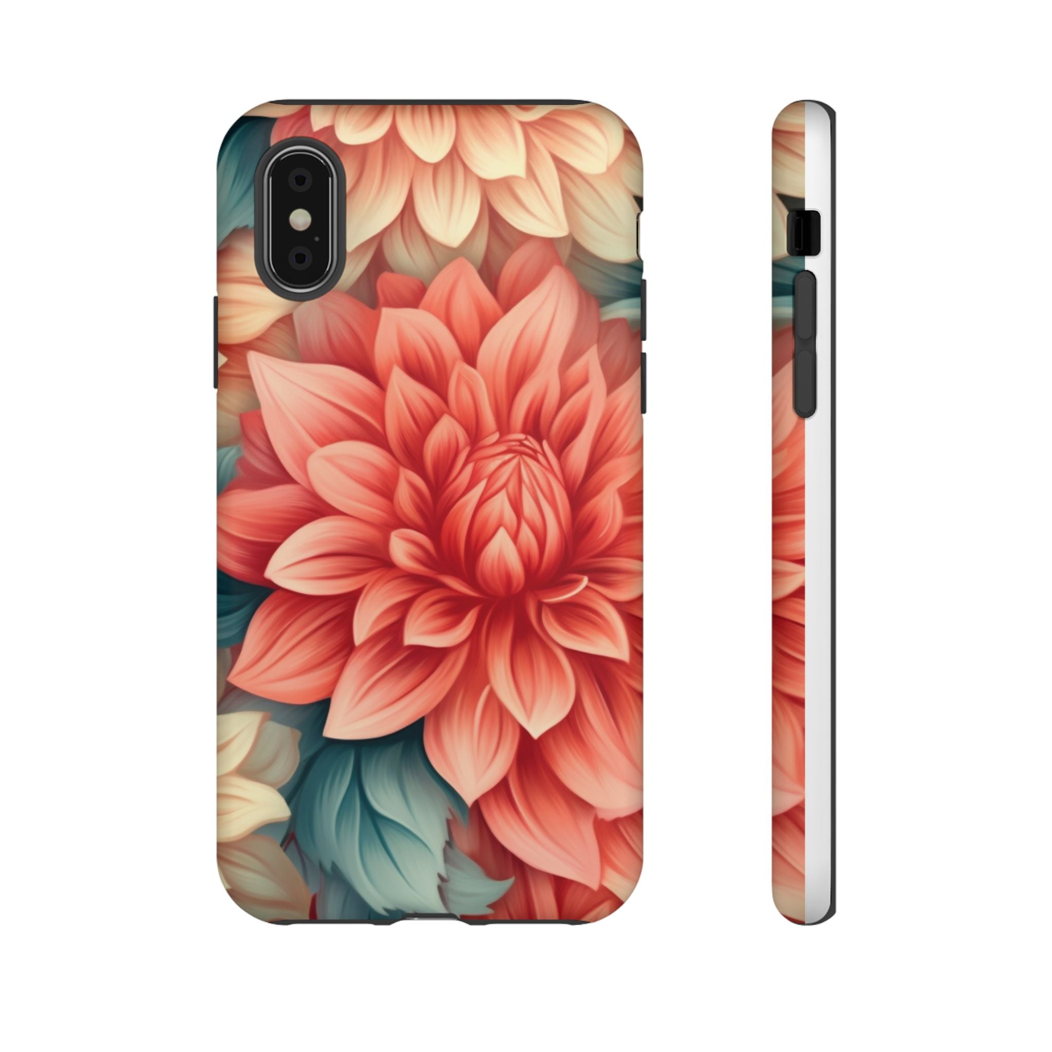 Coral Dahlia Hexagon iPhone Case - Rugged Texture