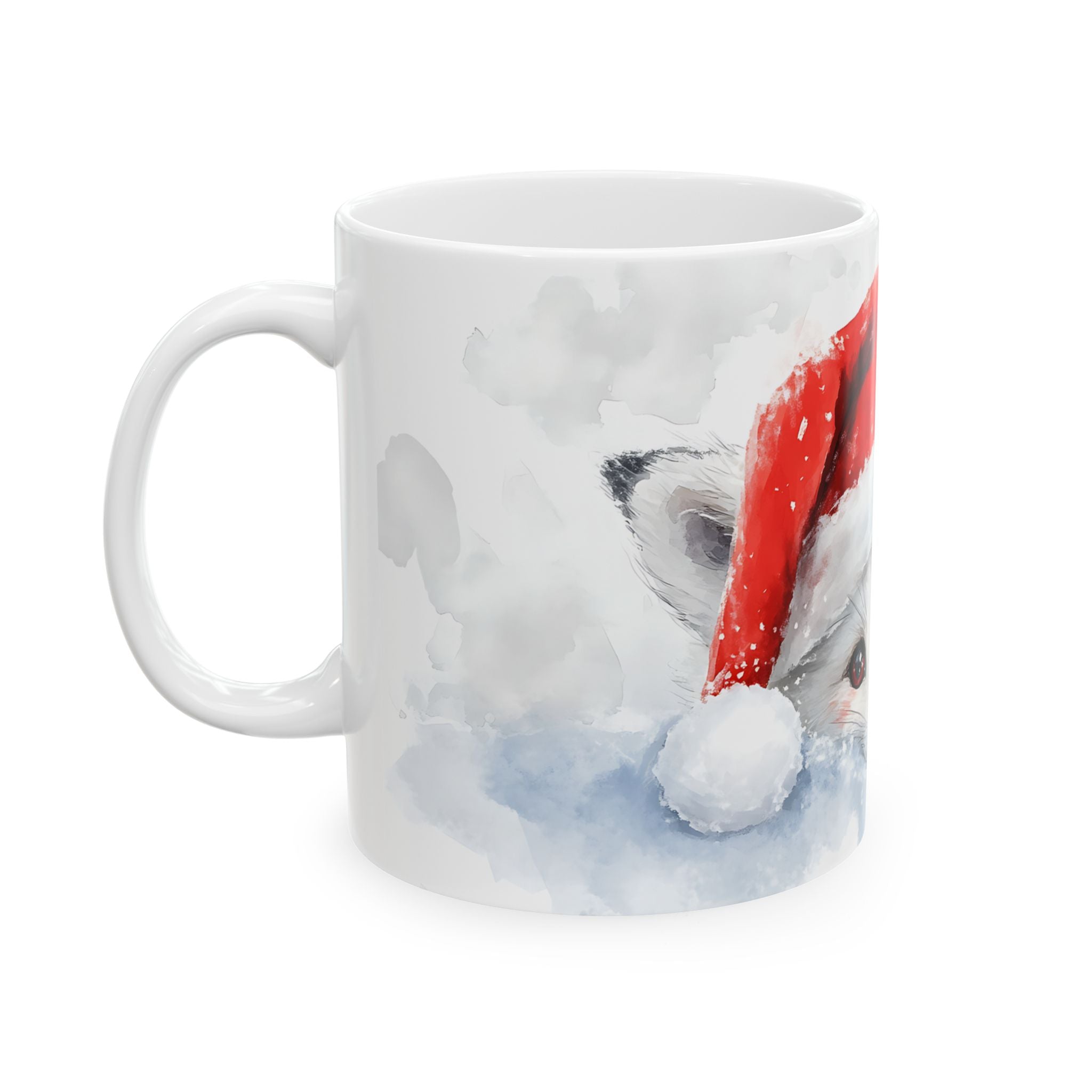 Arctic Fox Santa Mug - Cozy Winter Art