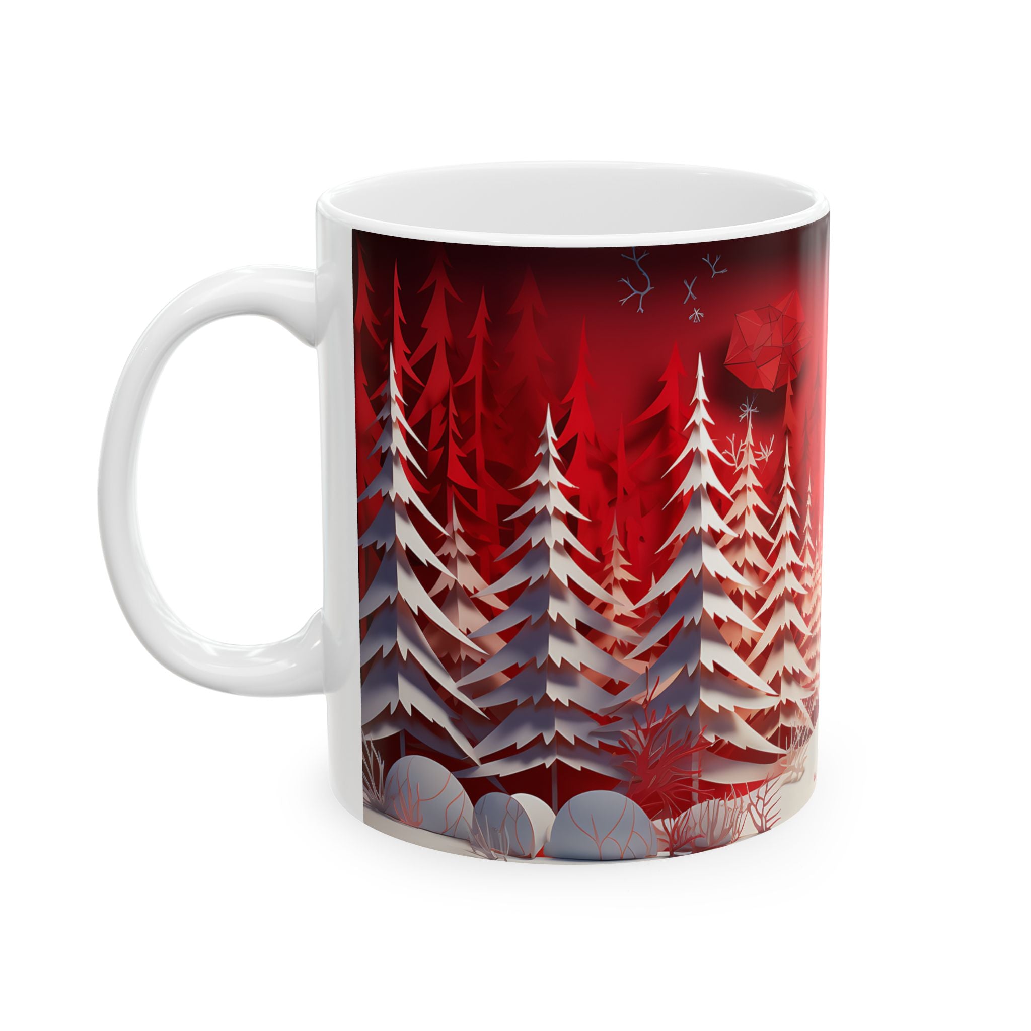 Winter Sunset Forest Papercut Mug