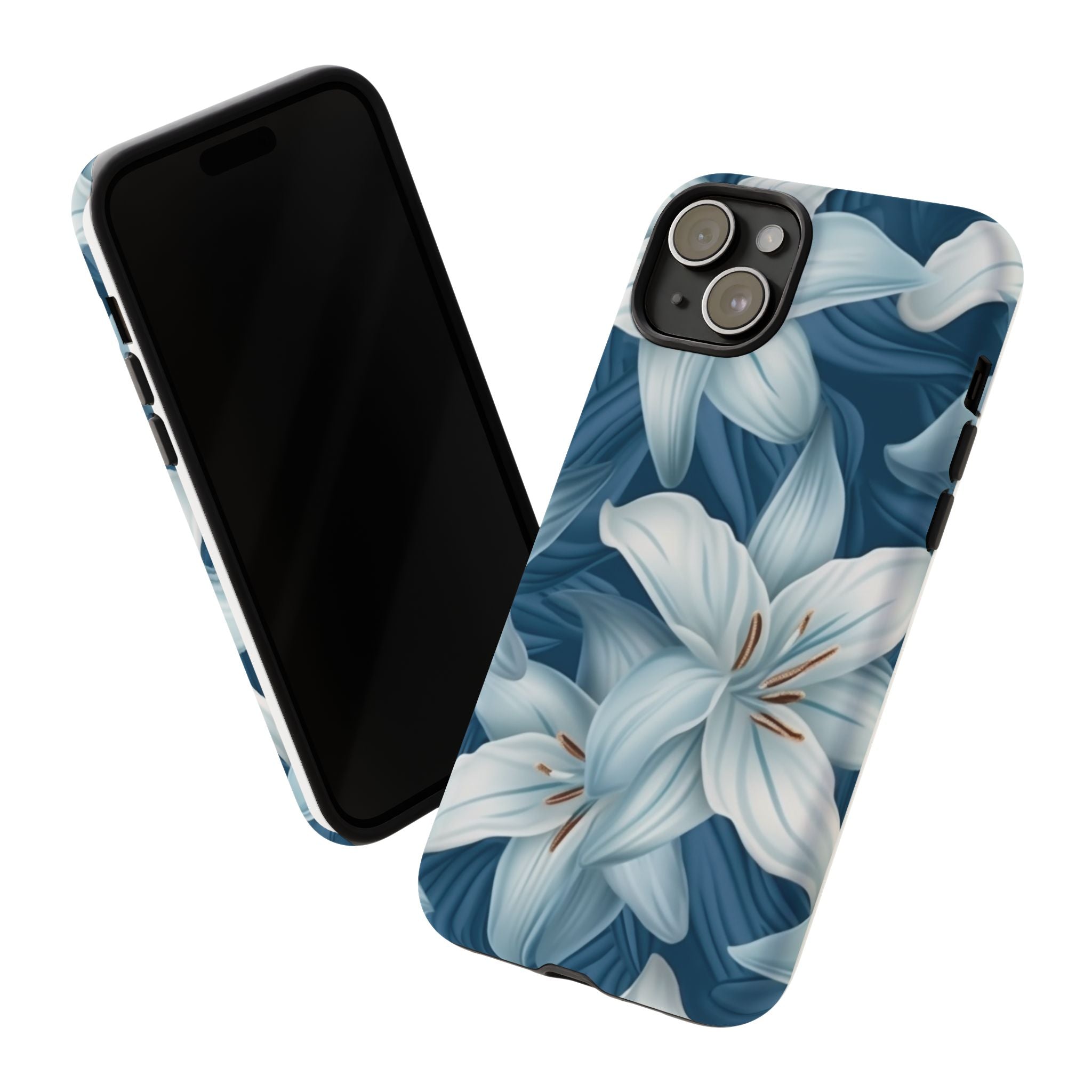 Pastel Blue Lily iPhone Case - Hexagon Stone