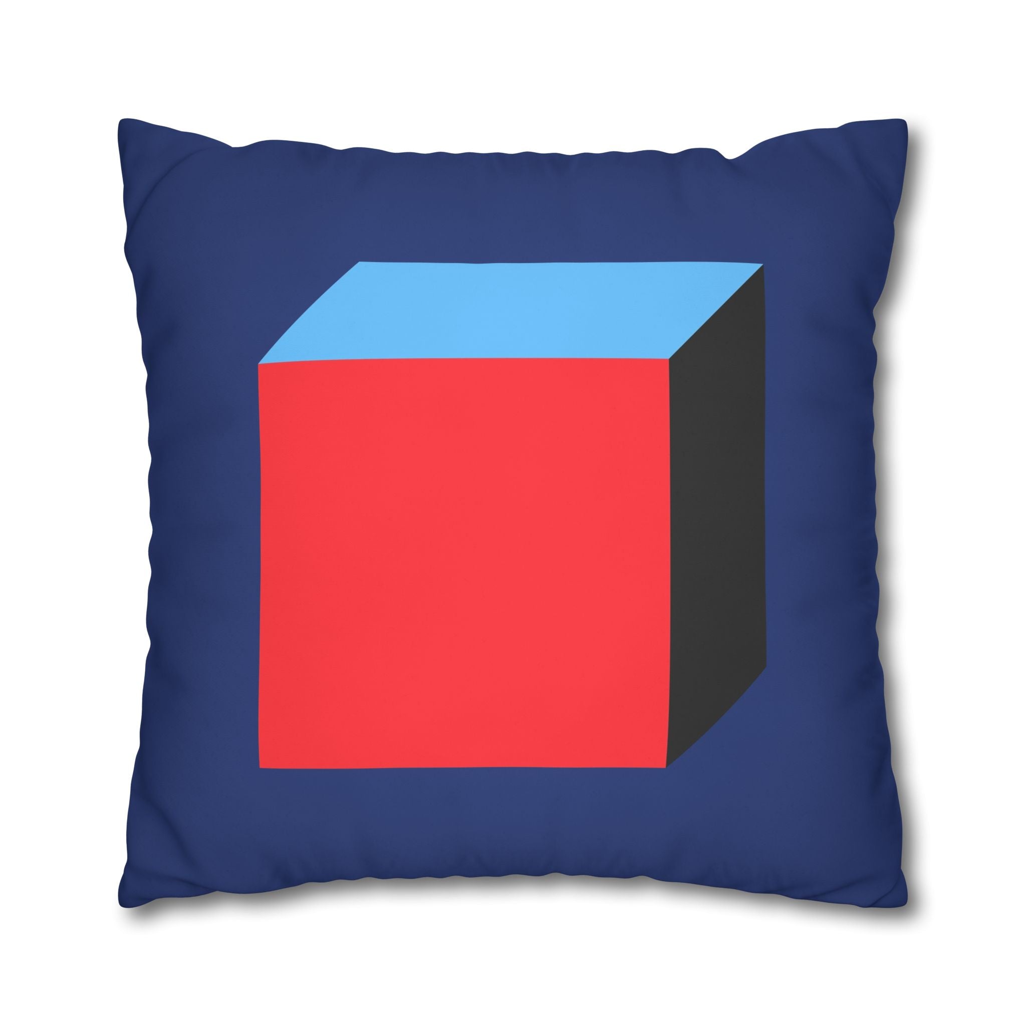 Geometric Cube Pillowcase - Red & Blue