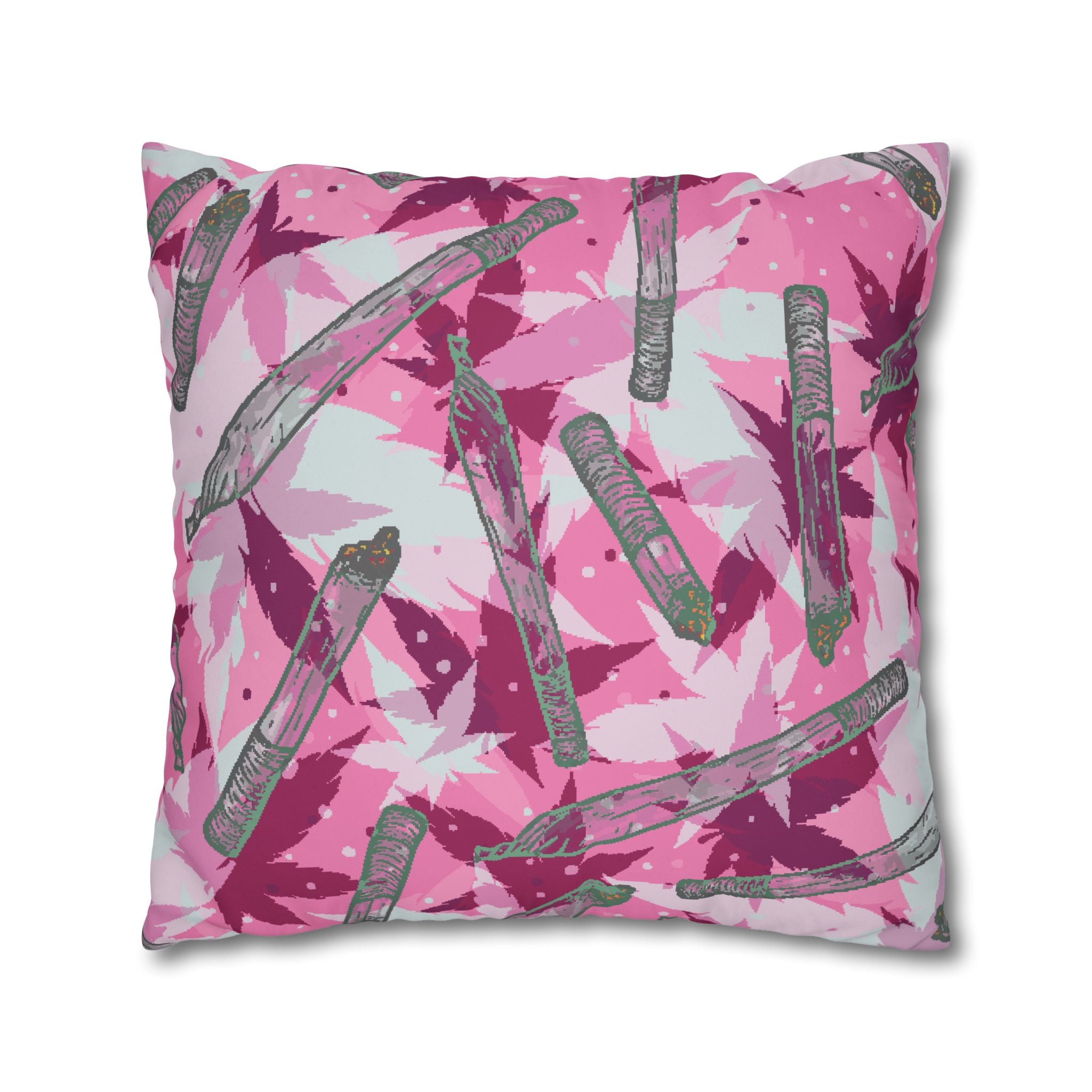 Pink Cannabis Leaf & Joint Pillowcase