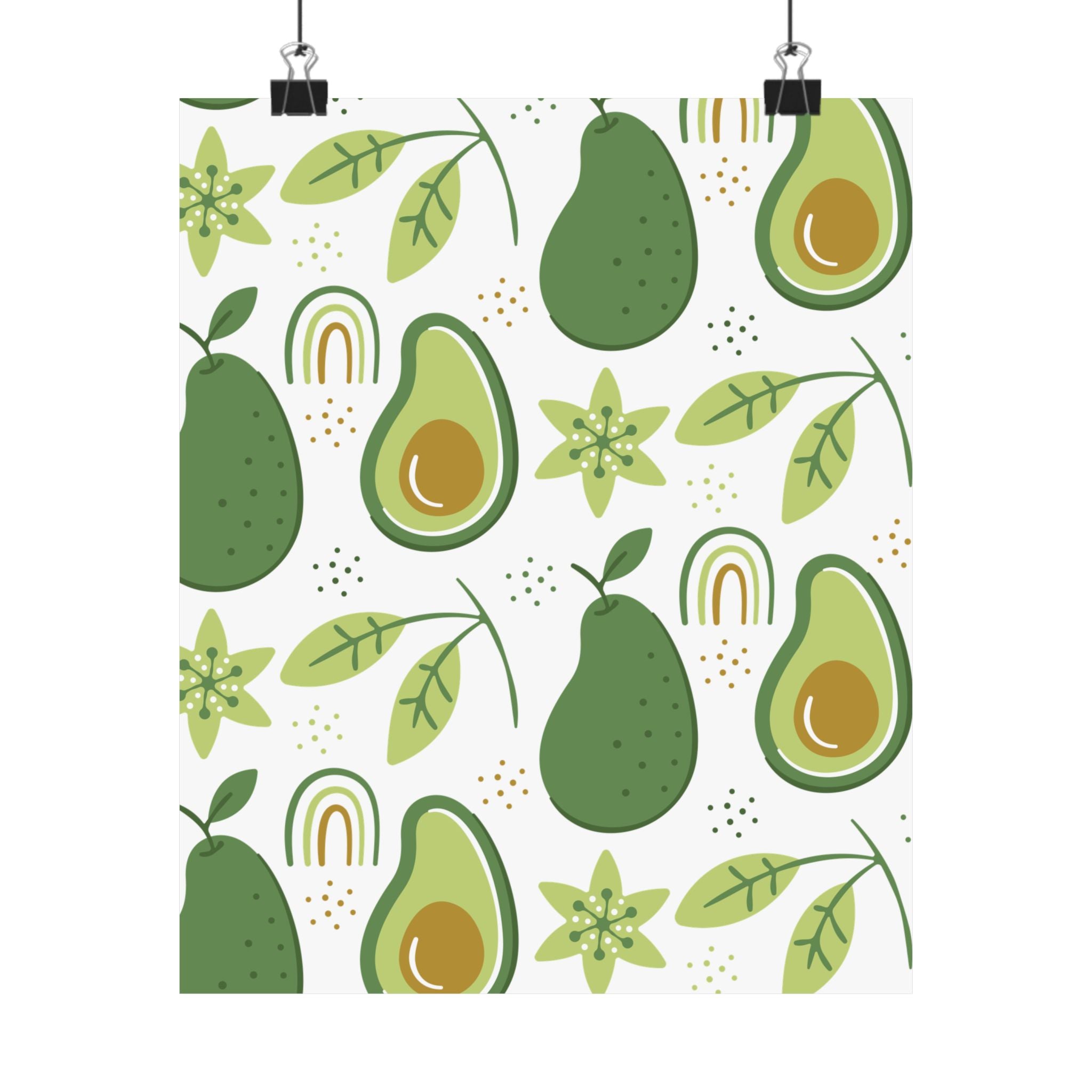 Avocado Floral Pattern Vertical Poster