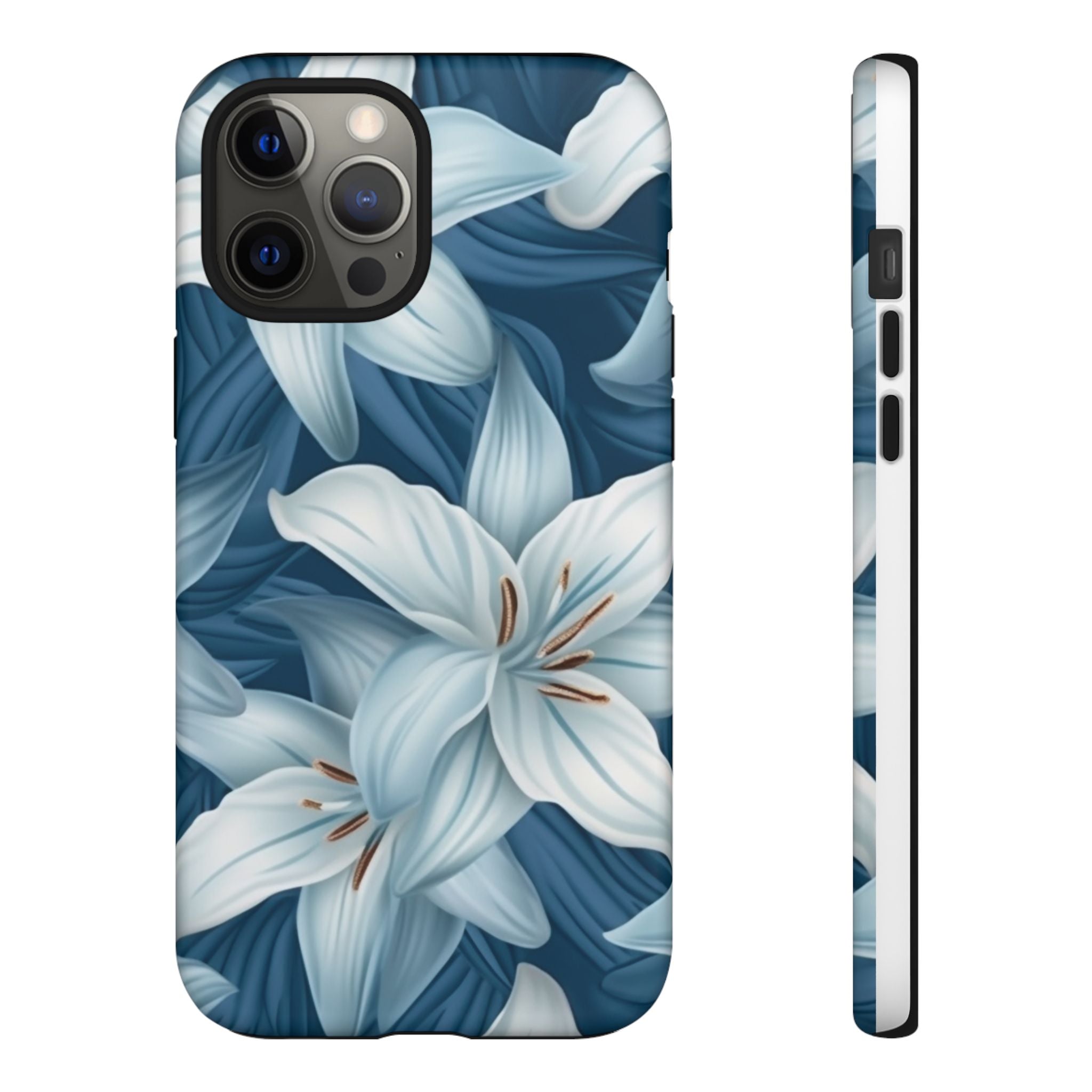 Pastel Blue Lily iPhone Case - Hexagon Stone