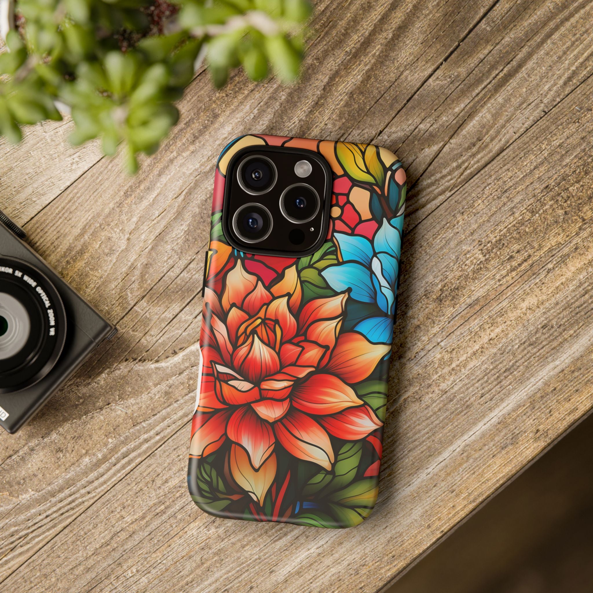 Stained Glass Floral iPhone Case - Hexagon Stone