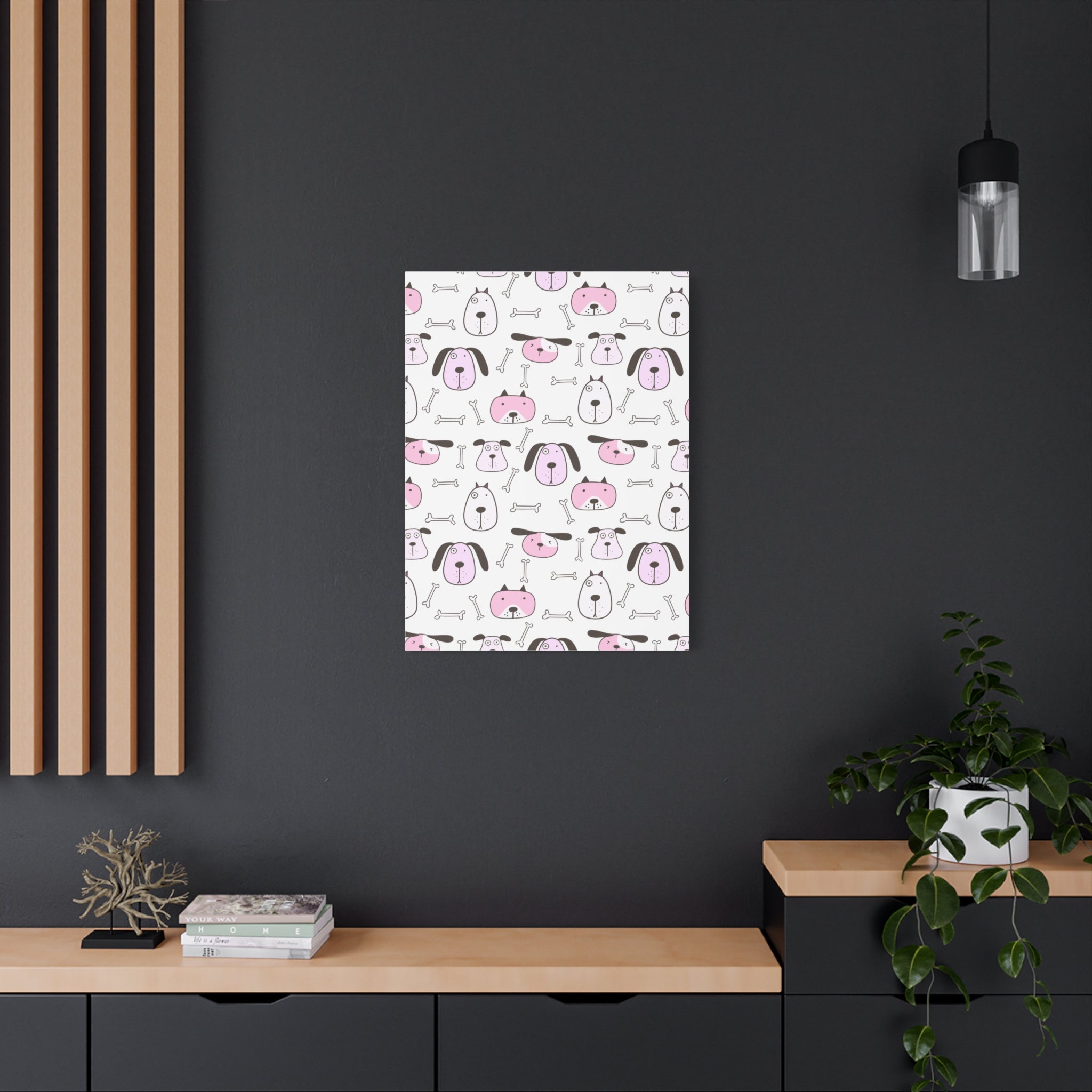 Cute Puppy & Bones Canvas Art Print