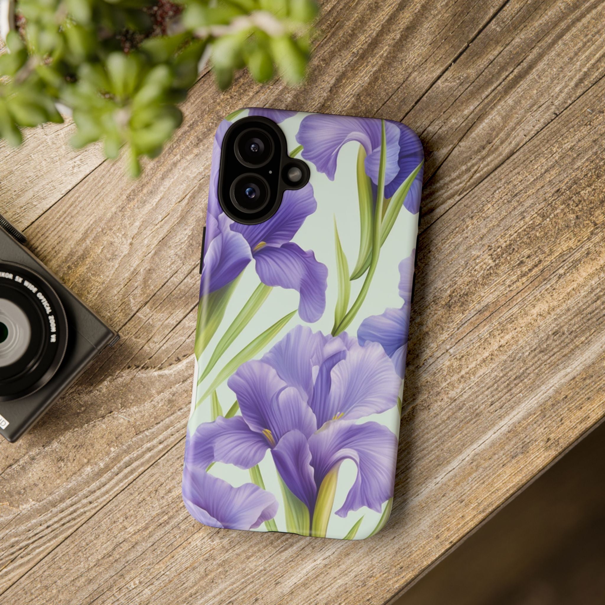 Purple Iris Floral iPhone Case - Hexagon Stone