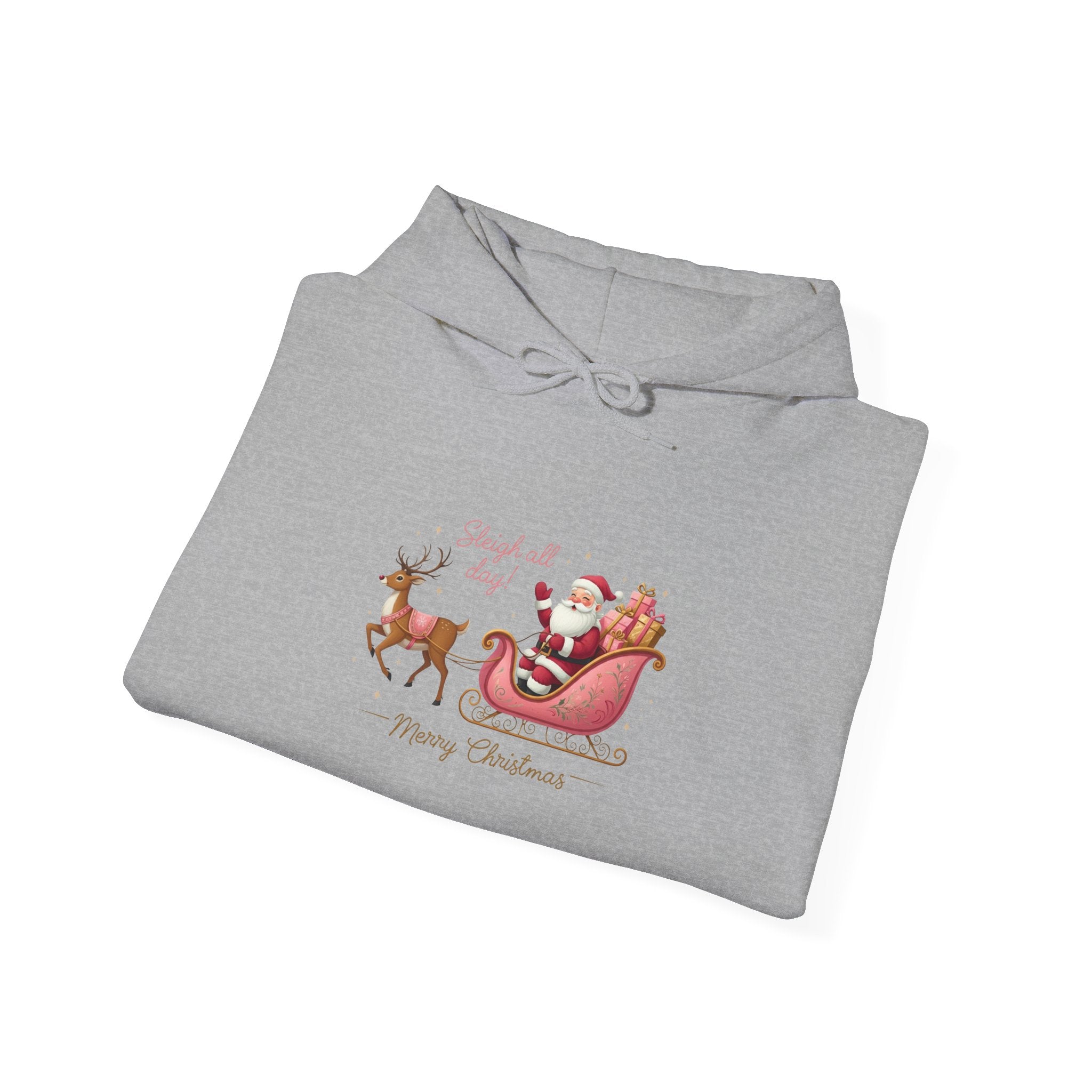 Pink Santa Sleigh Christmas Hoodie