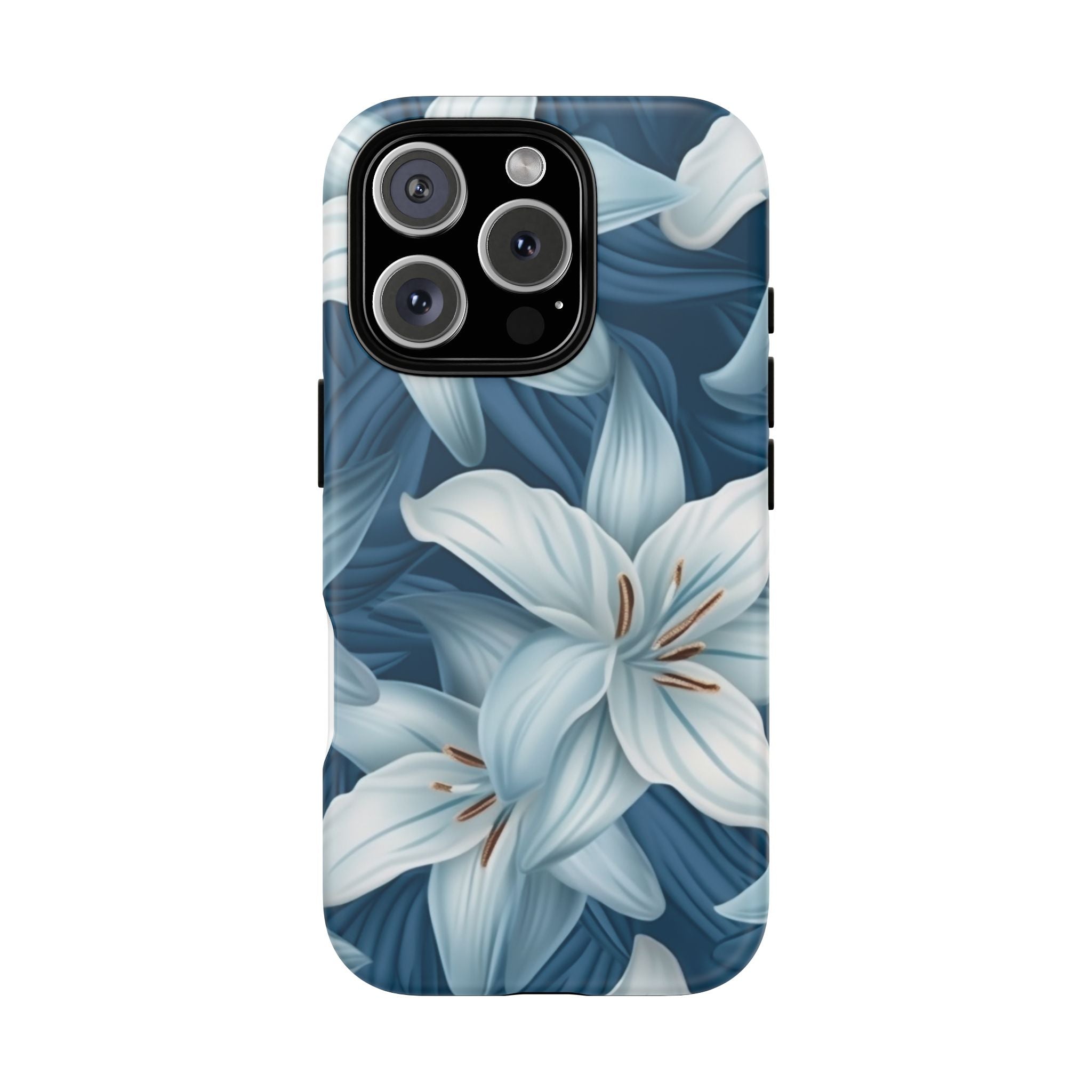 Pastel Blue Lily iPhone Case - Hexagon Stone