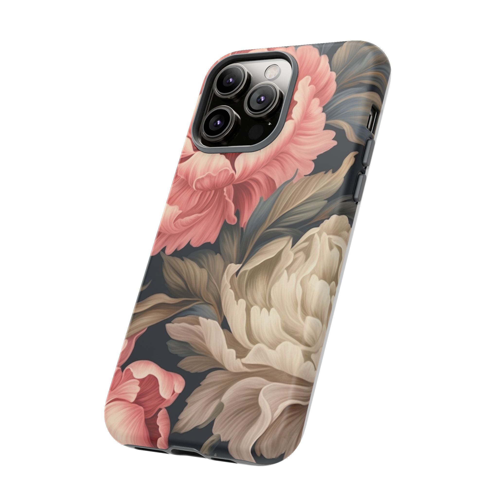 Blush Peony Floral iPhone Case - Hexagon Stone