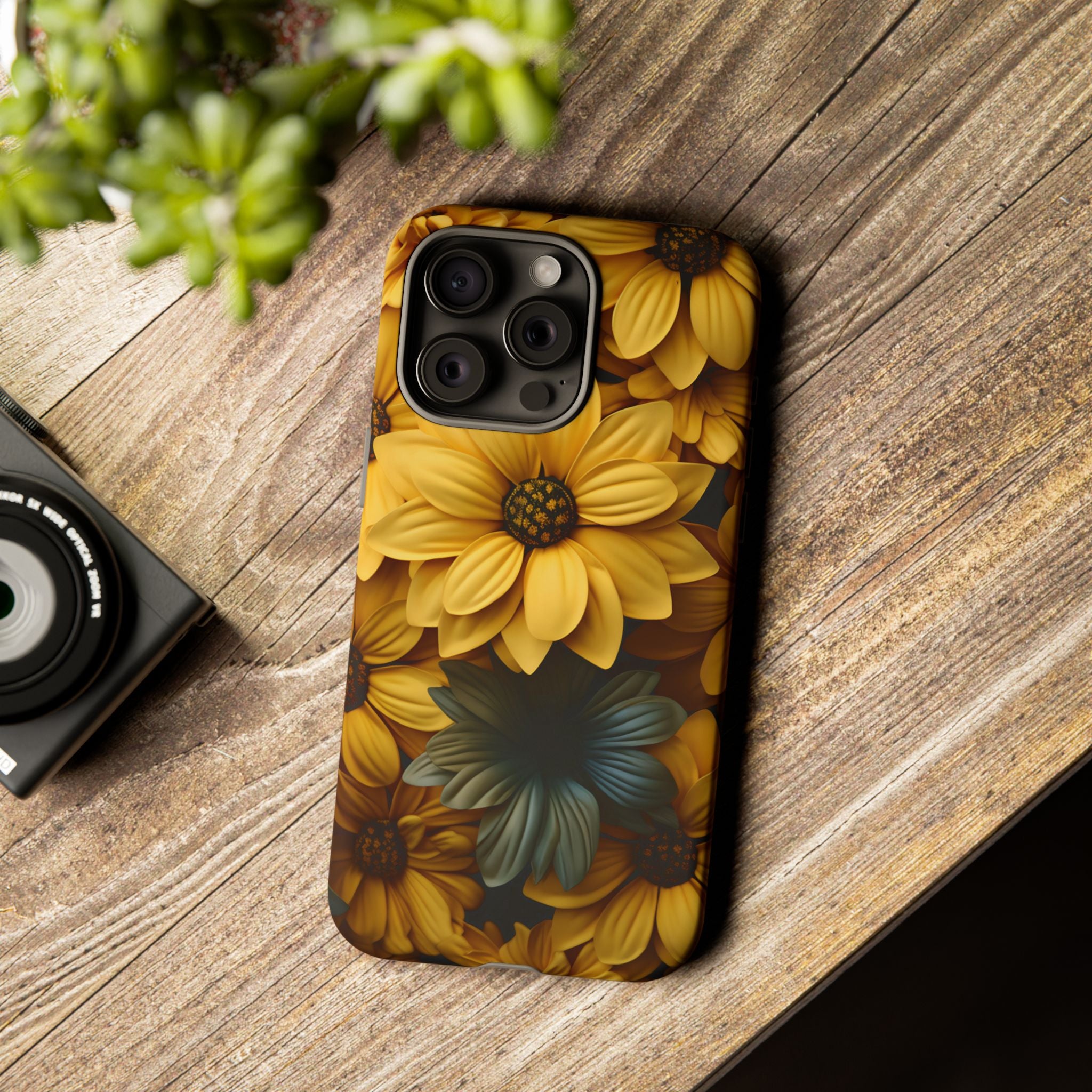 Golden Bloom Hexagon iPhone Case - Rugged Texture