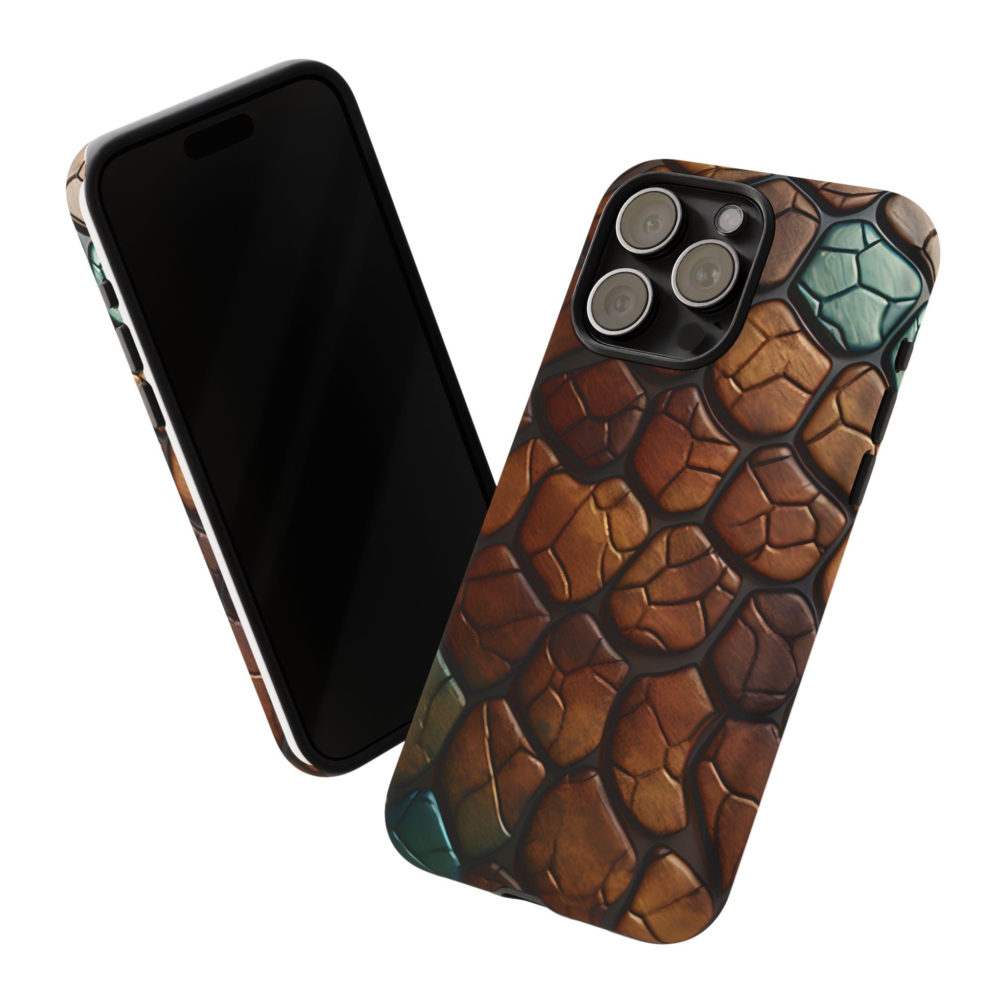 Mosaic Reptile iPhone Case - Teal & Brown