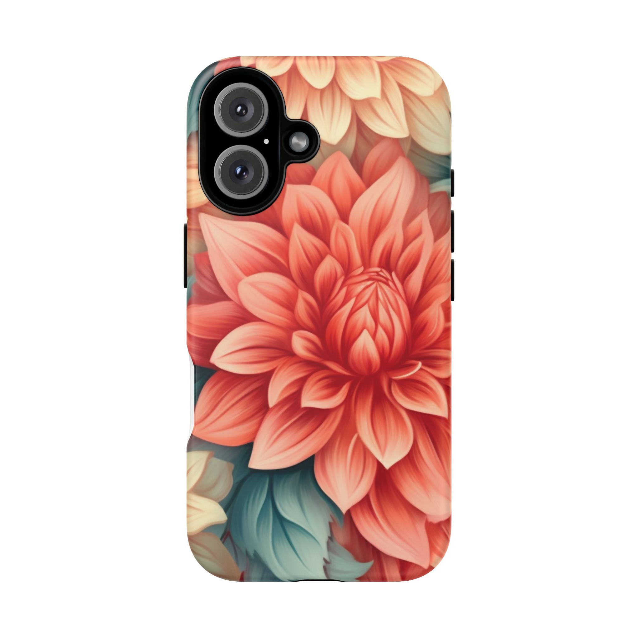 Coral Dahlia Hexagon iPhone Case - Rugged Texture