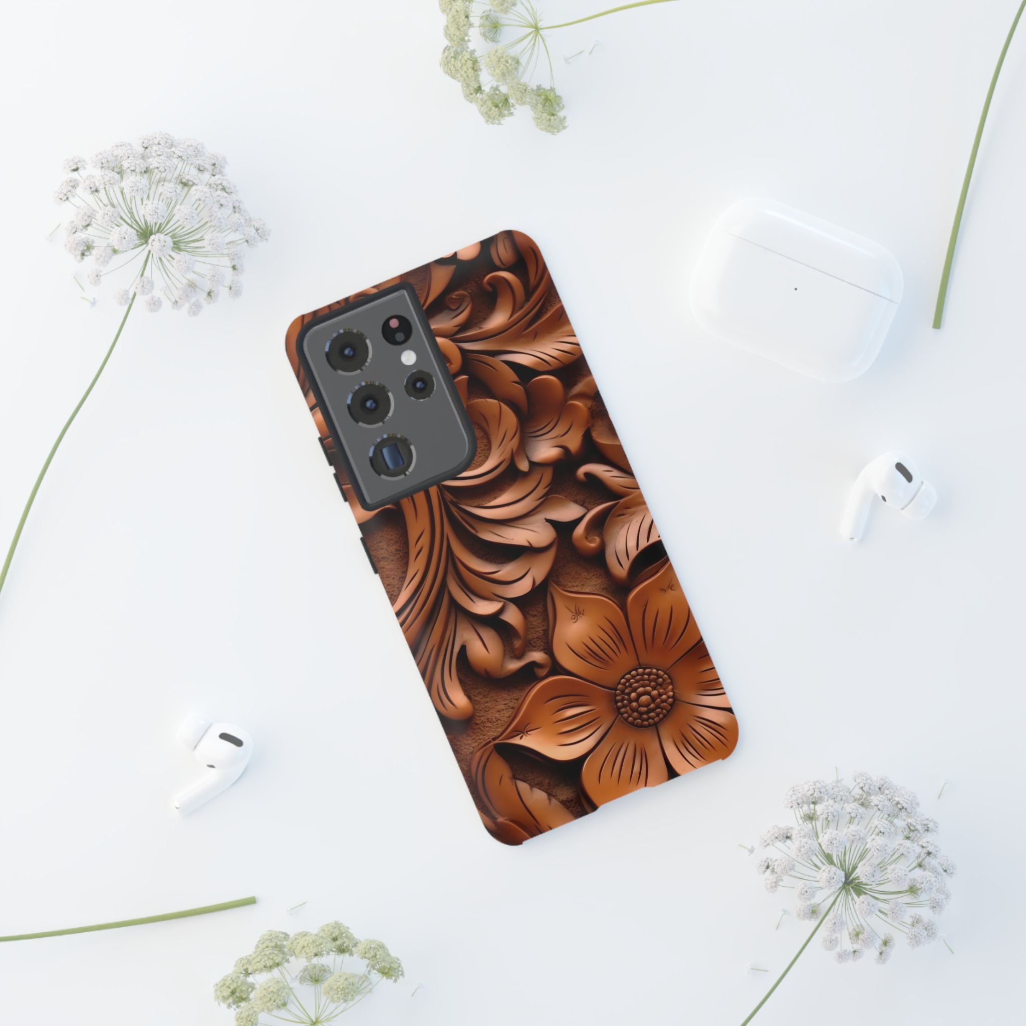 Baroque Floral Wood Samsung Case