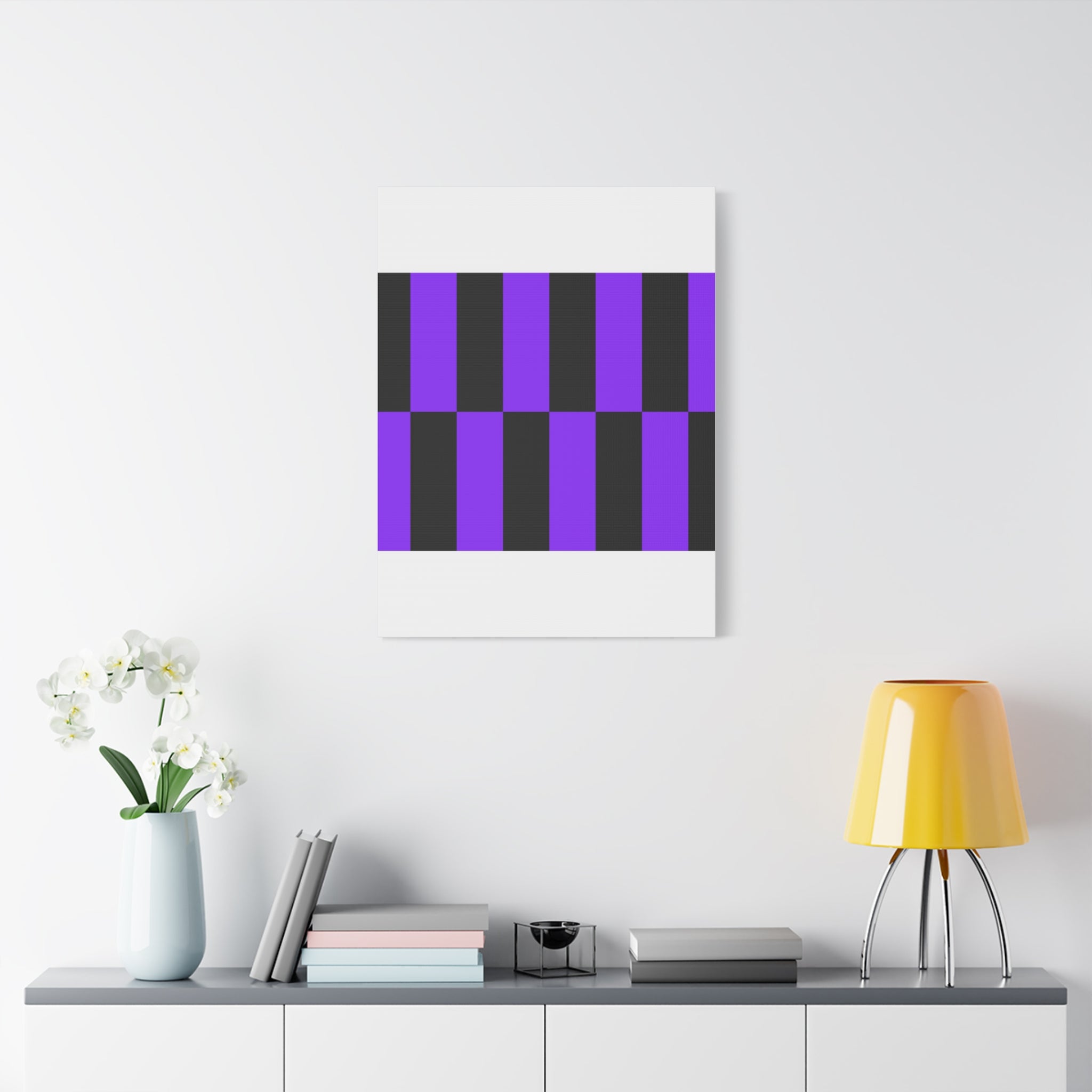 Violet & Charcoal Checkerboard Canvas Art