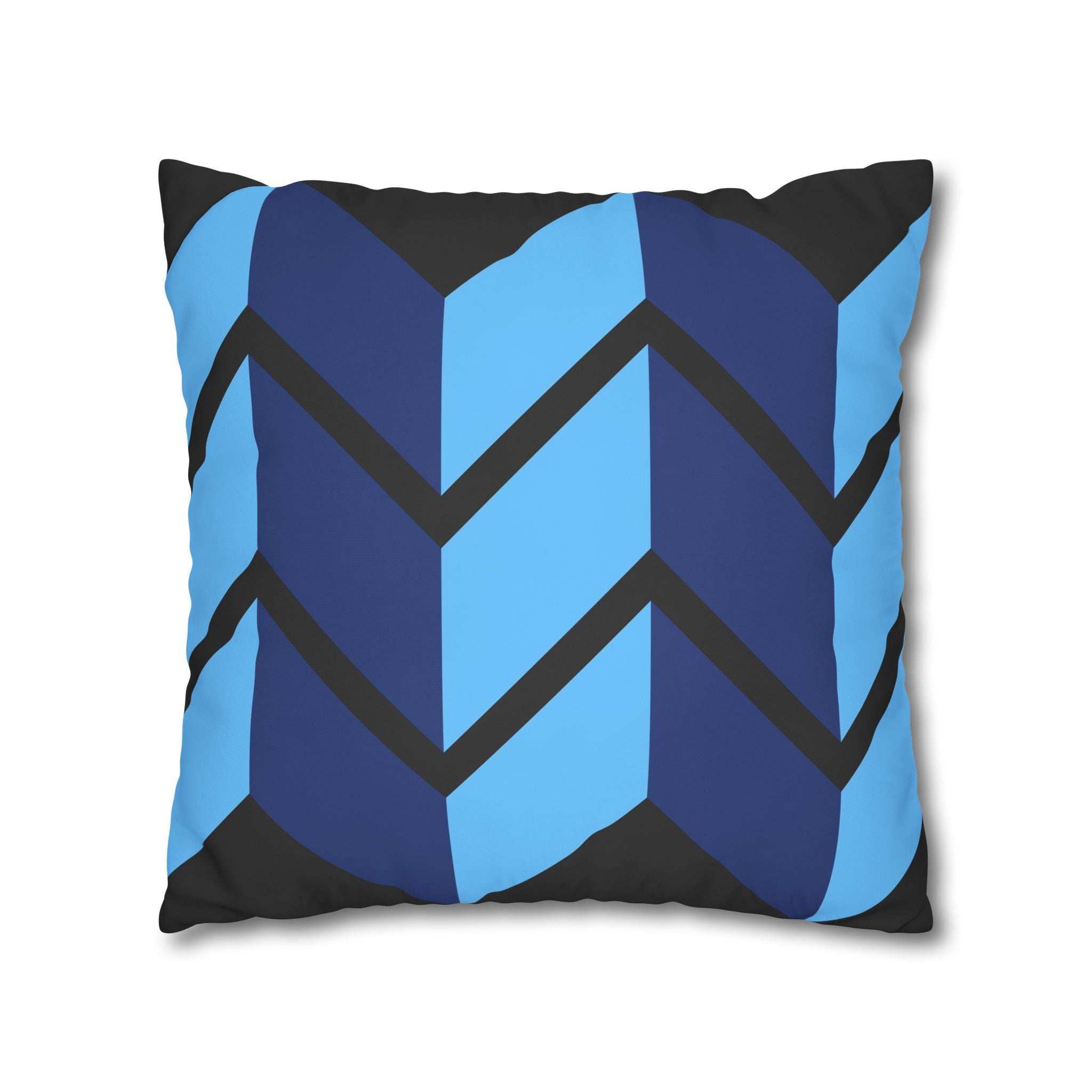 Geometric Chevron Pillowcase - Navy & Sky Blue