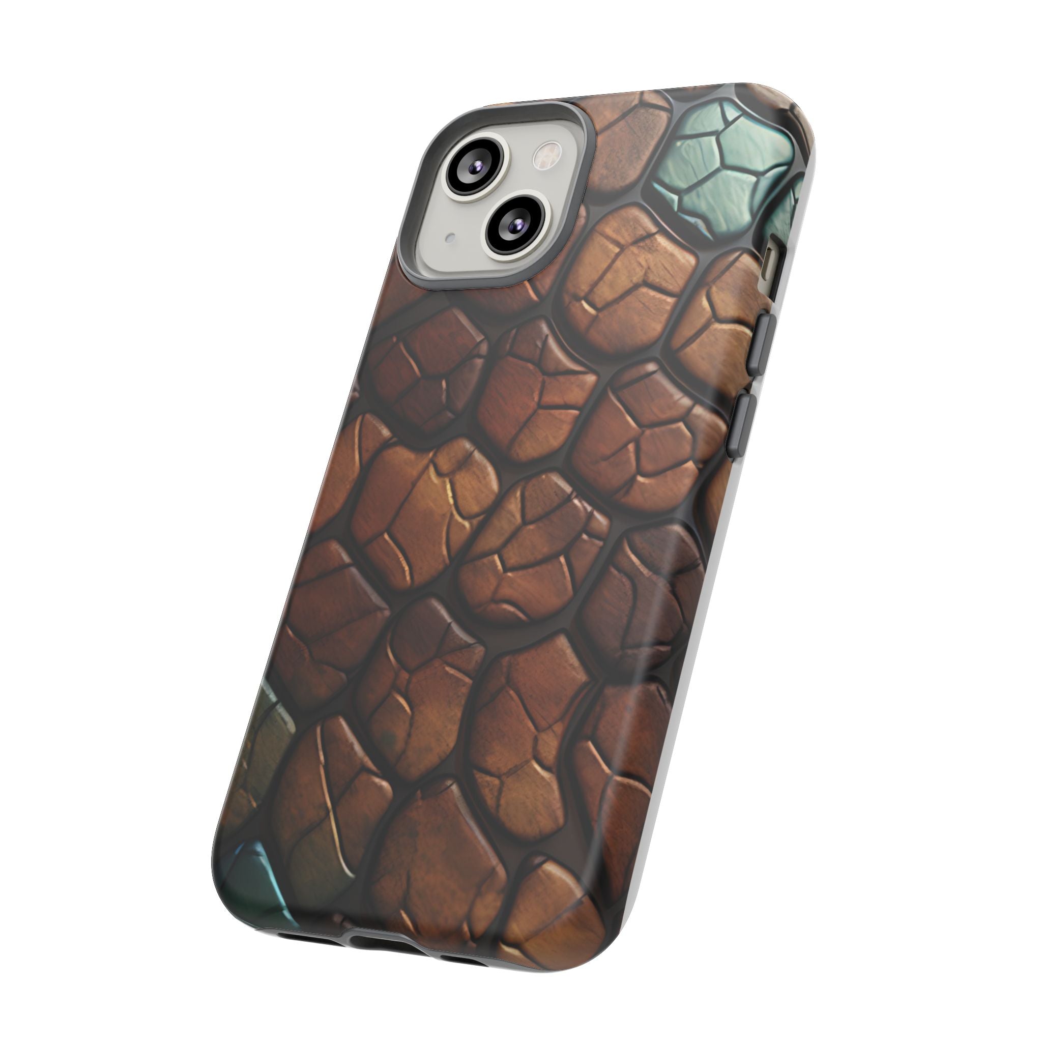 Mosaic Reptile iPhone Case - Teal & Brown