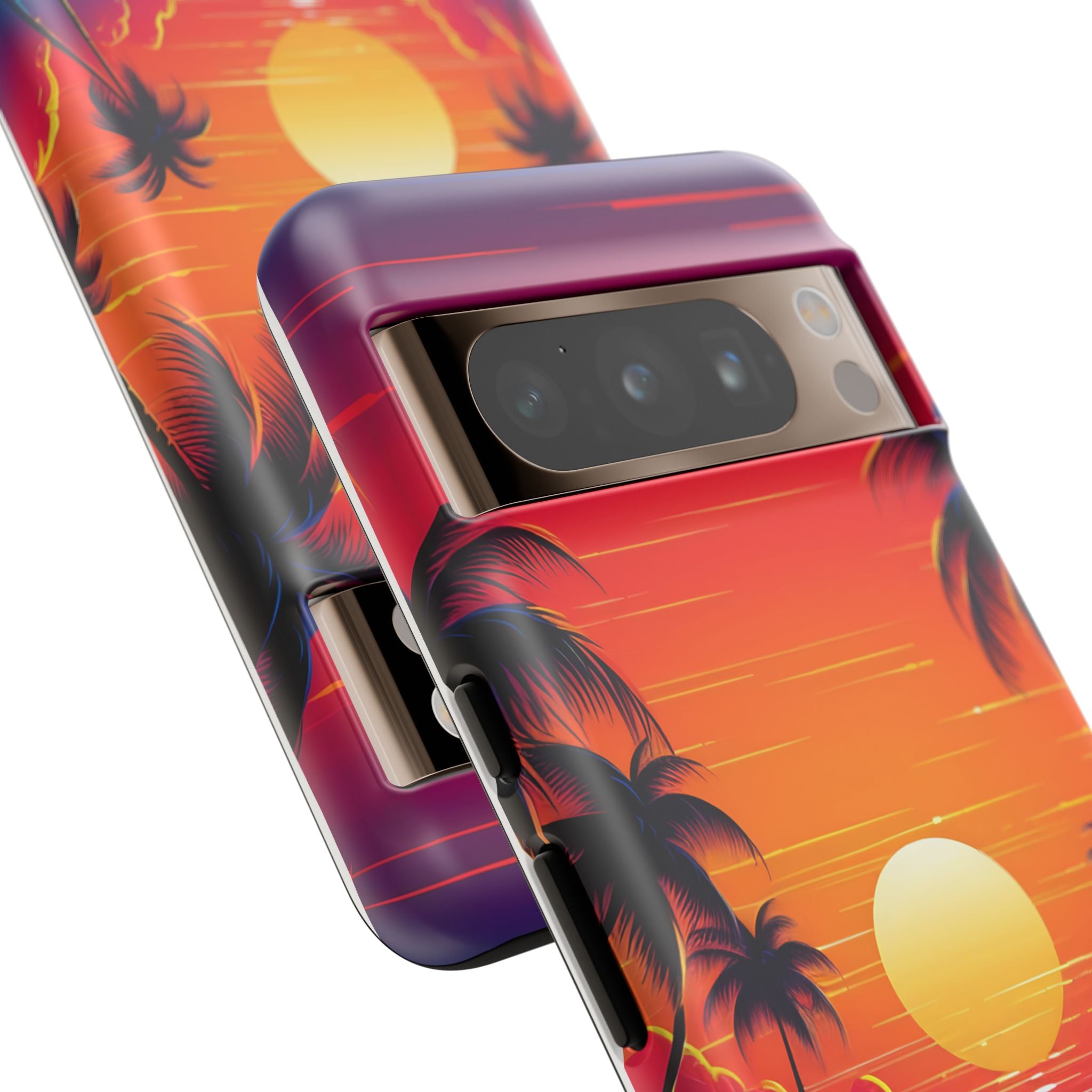 Sunset Palm Beach Google Pixel Case (All Models) - Retro Vaporwave