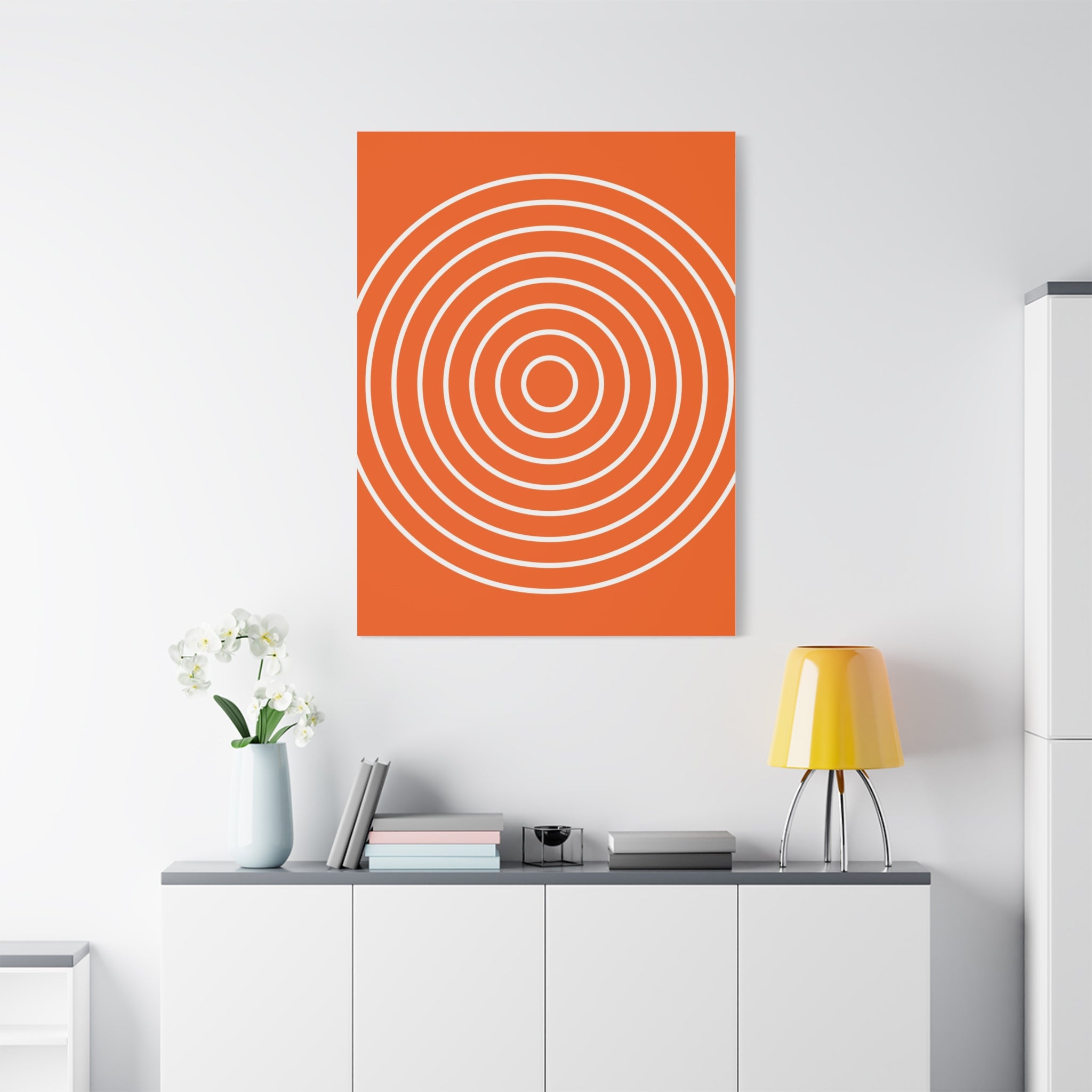 Orange Abstract Circles Matte Canvas Art