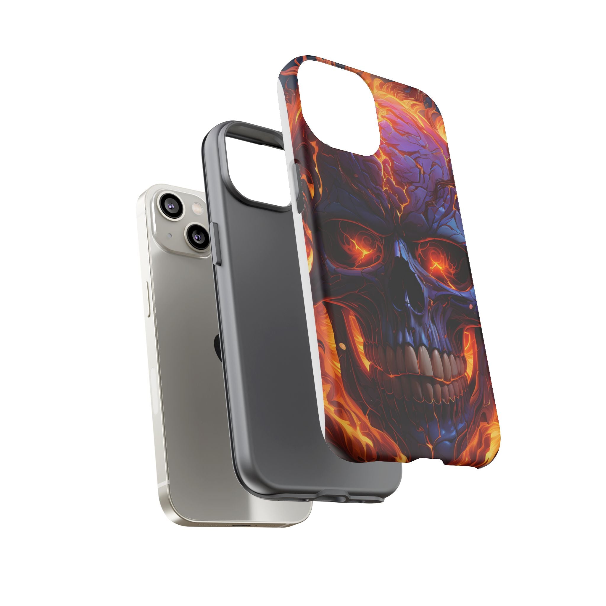 Fiery Skull Hexagon iPhone Case - Rugged Texture