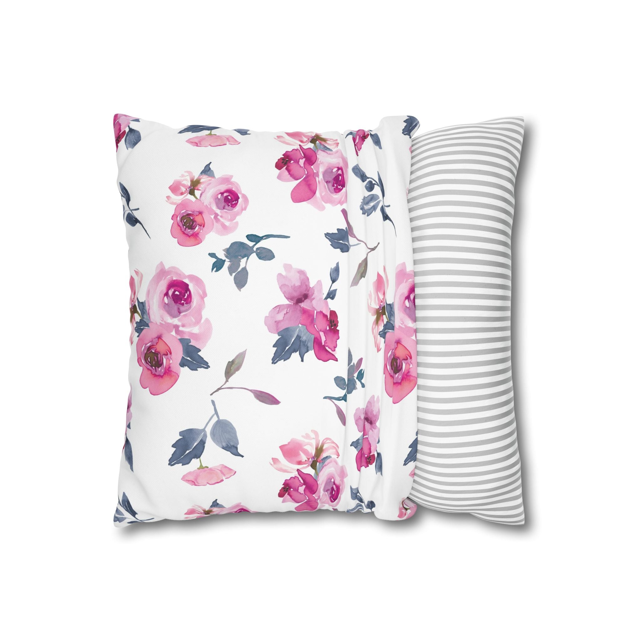 Pink Rose Watercolor Pillowcase