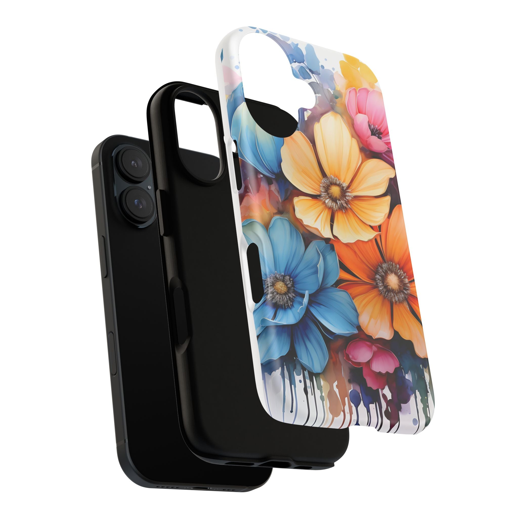 Vibrant Floral Watercolor iPhone Case - Hexagon Stone