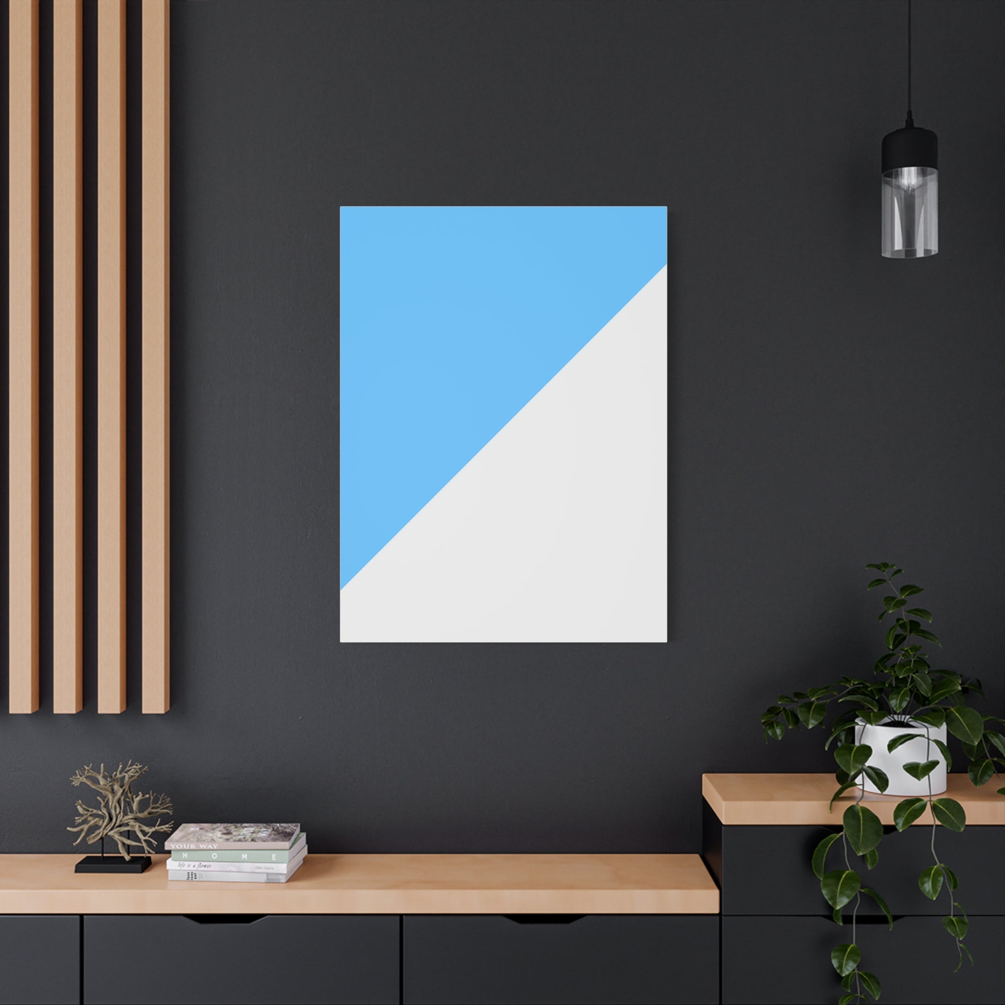 Abstract Blue & Gray Diagonal Canvas Art