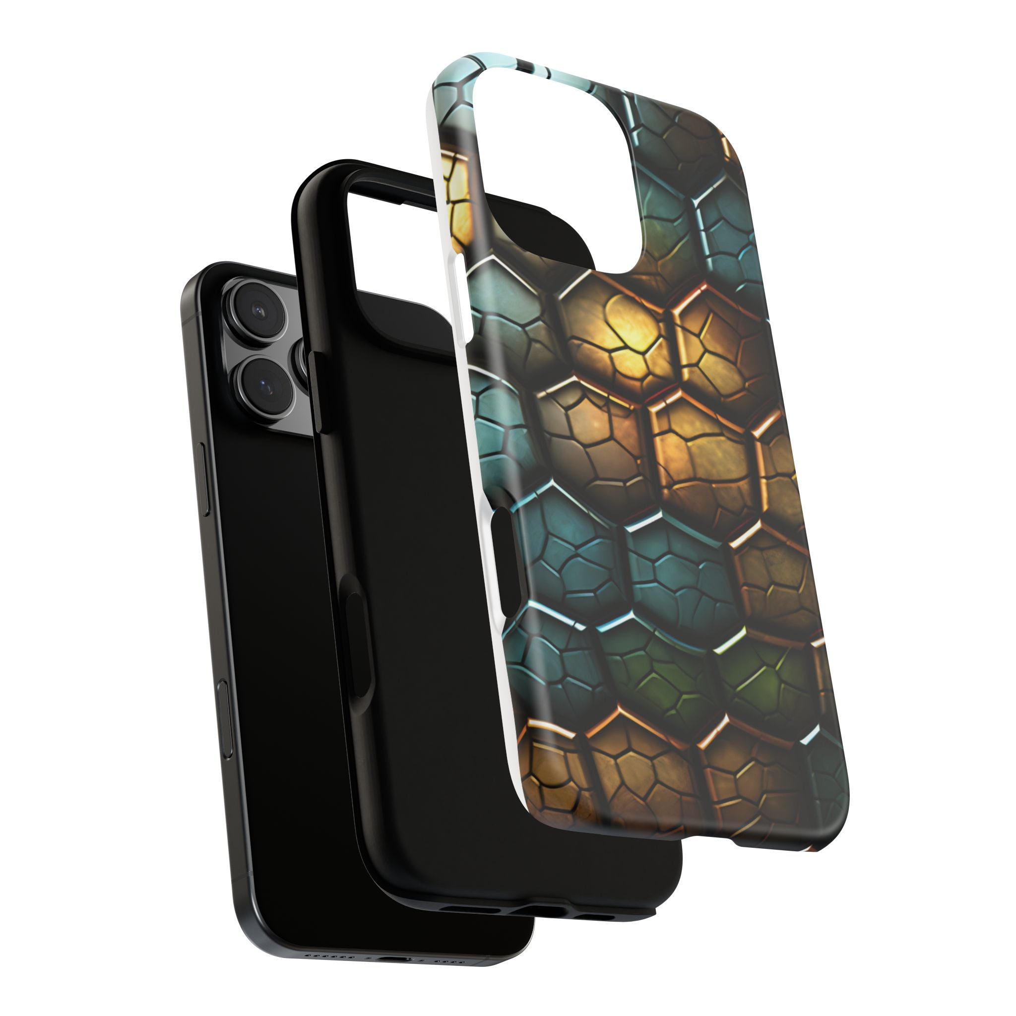 HexaScale iPhone Case: Teal & Bronze