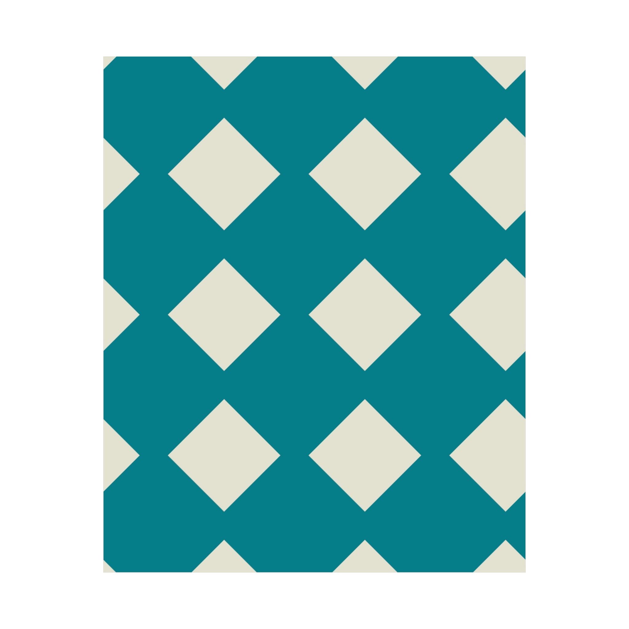 Teal & White Diamond Geometric Poster