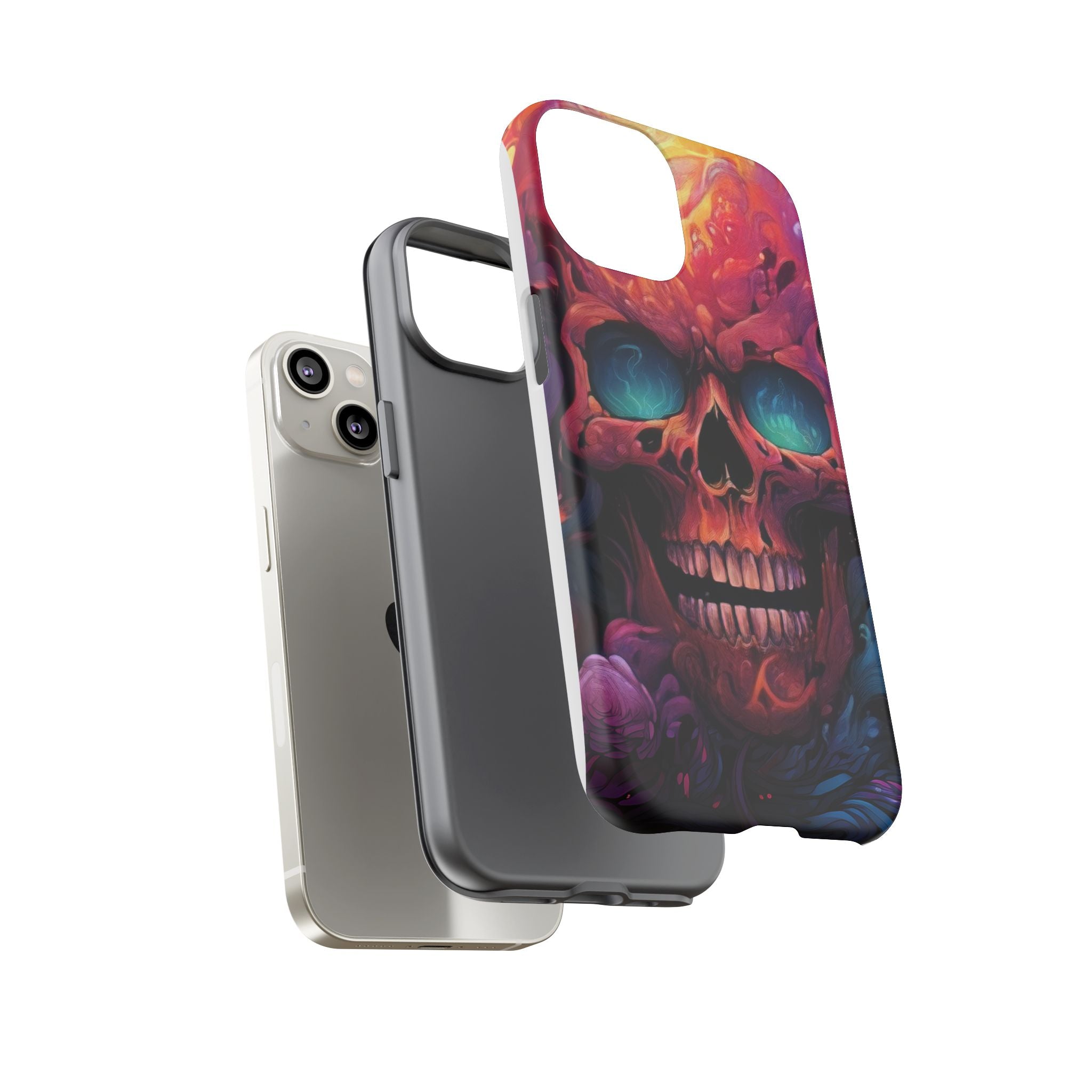 Fiery Skull Hexagon iPhone Case - Rugged Texture