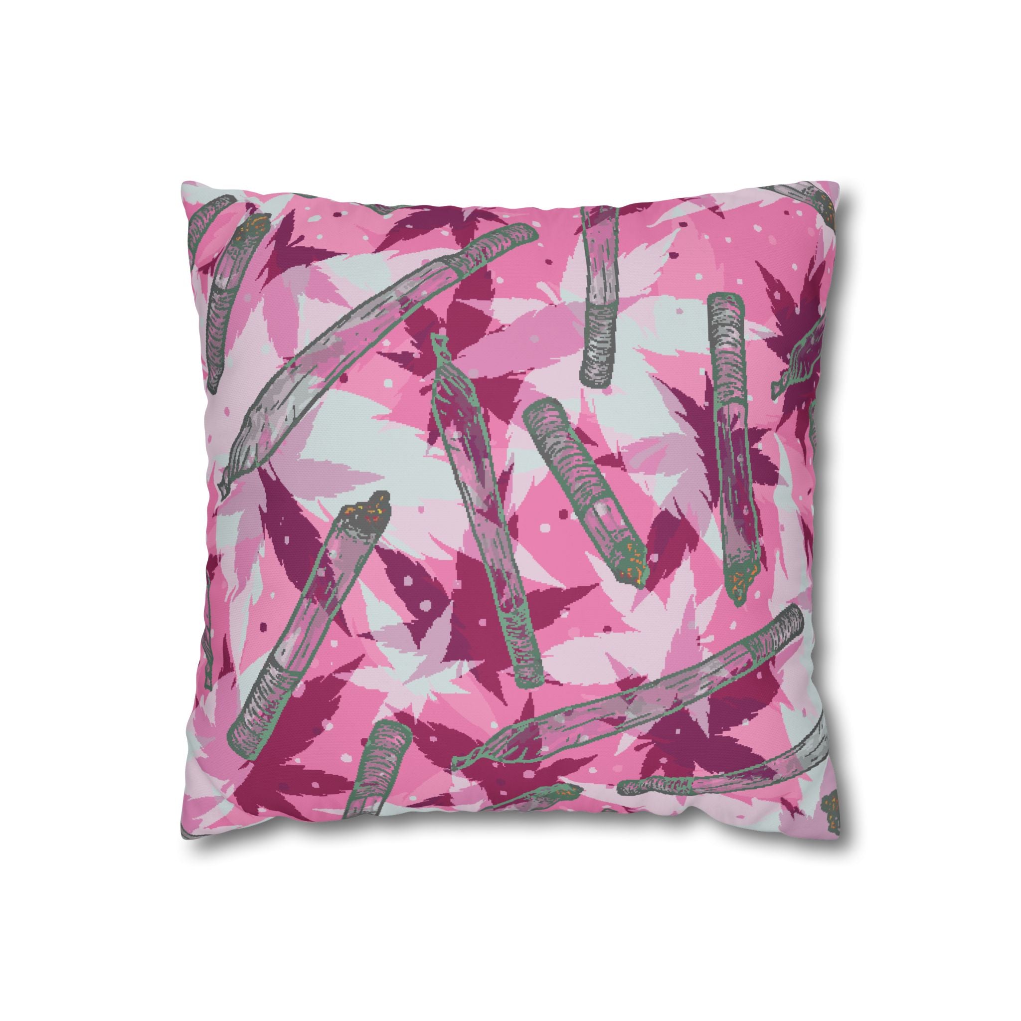 Pink Cannabis Leaf & Joint Pillowcase