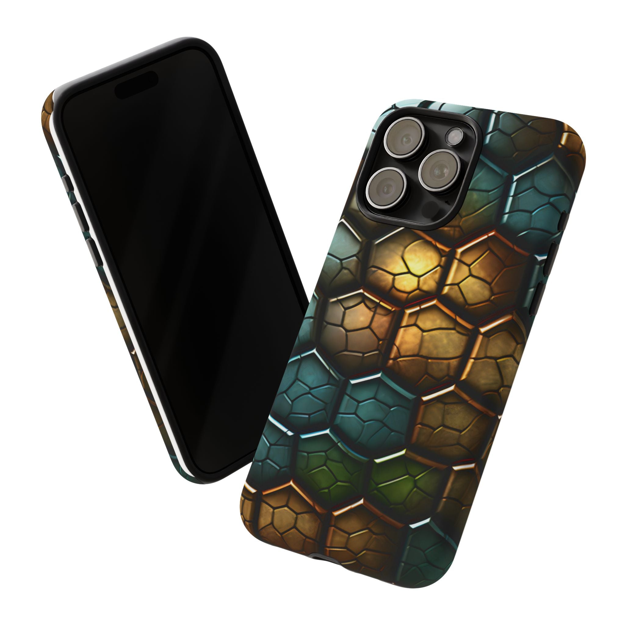 HexaScale iPhone Case: Teal & Bronze