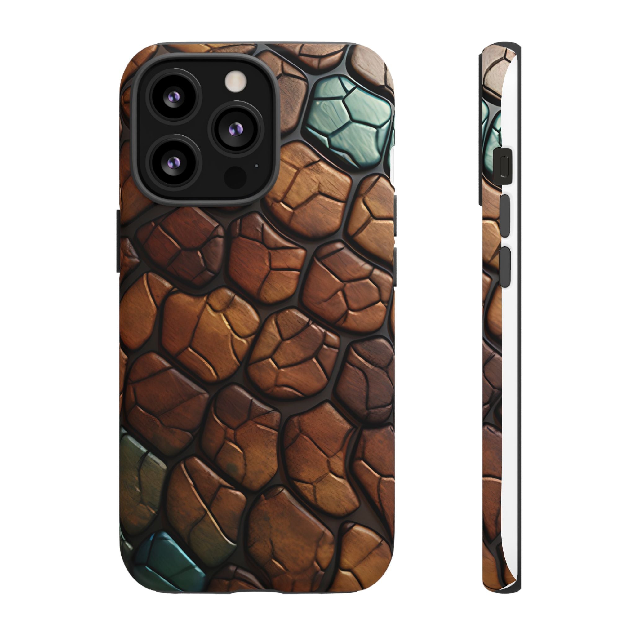 Mosaic Reptile iPhone Case - Teal & Brown