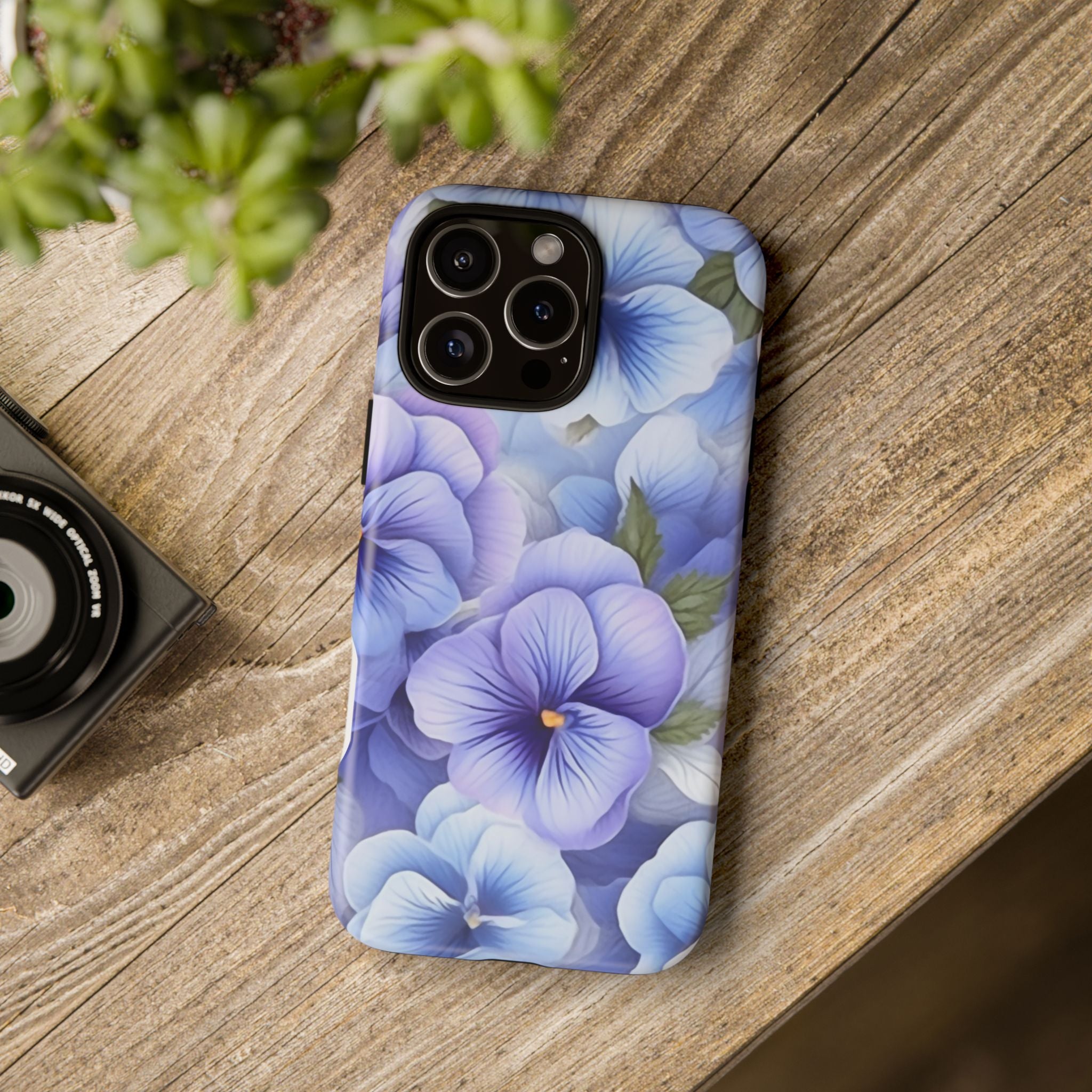 Dreamy Pansy Blue iPhone Case - Hexagon Stone