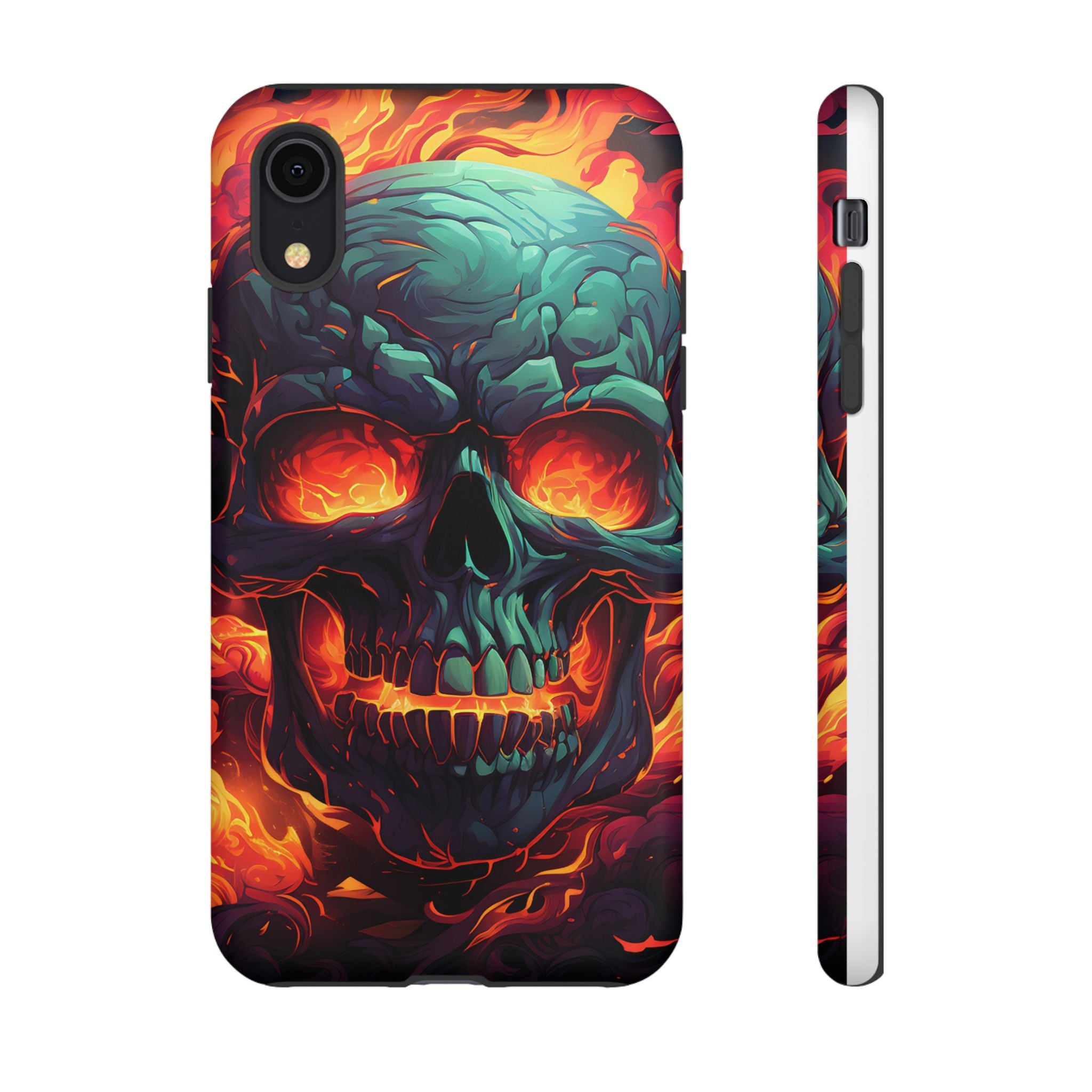 Fiery Skull Hexagon iPhone Case - Rugged