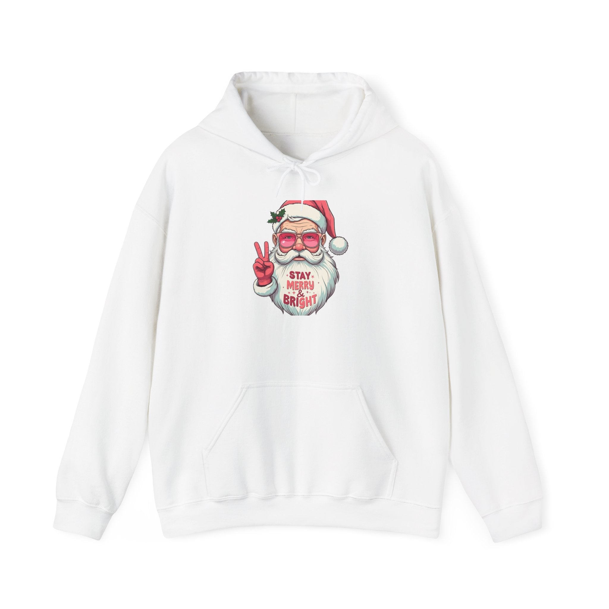 Pink Santa Peace Hoodie: Stay Merry & Bright