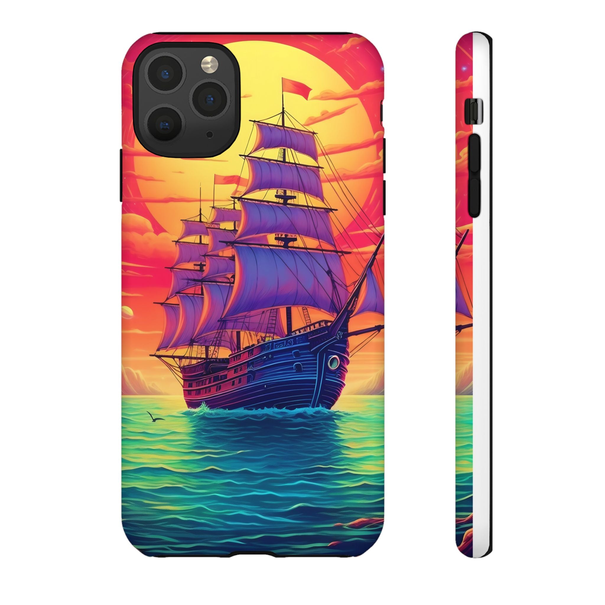 Sunset Galleon Hexagon Stone iPhone Case