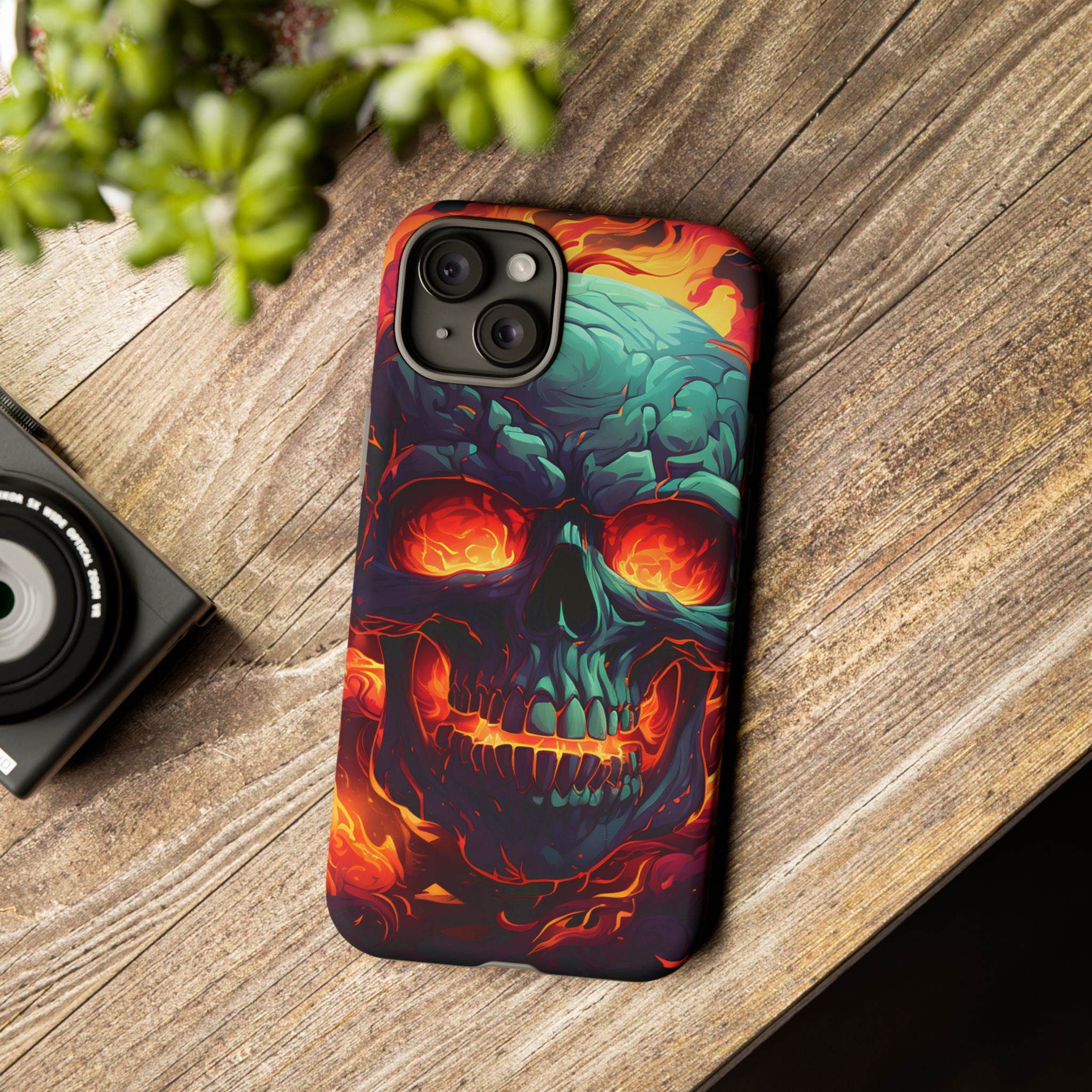 Fiery Skull Hexagon iPhone Case - Rugged