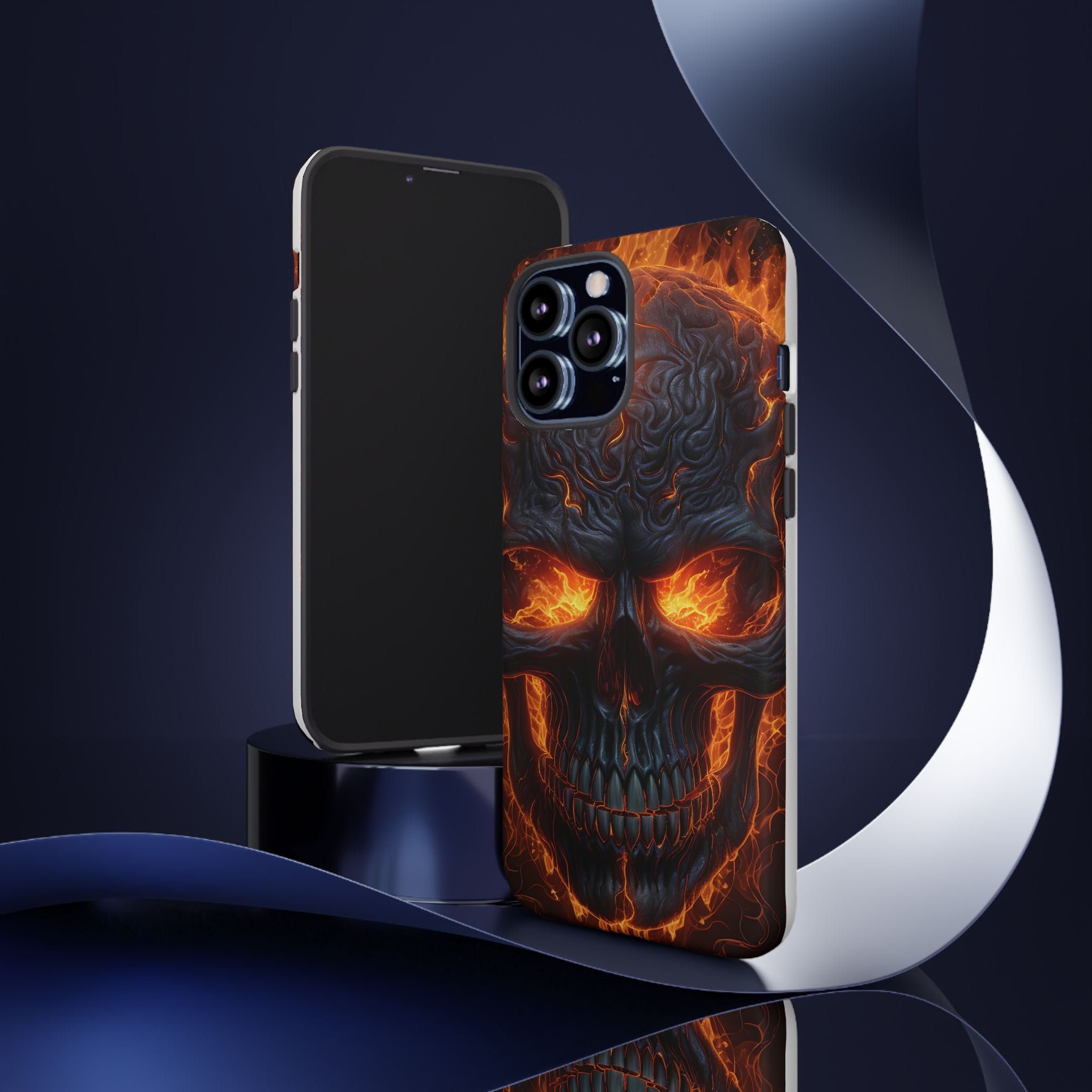 Fiery Skull Hexagon iPhone Case - Rugged Texture