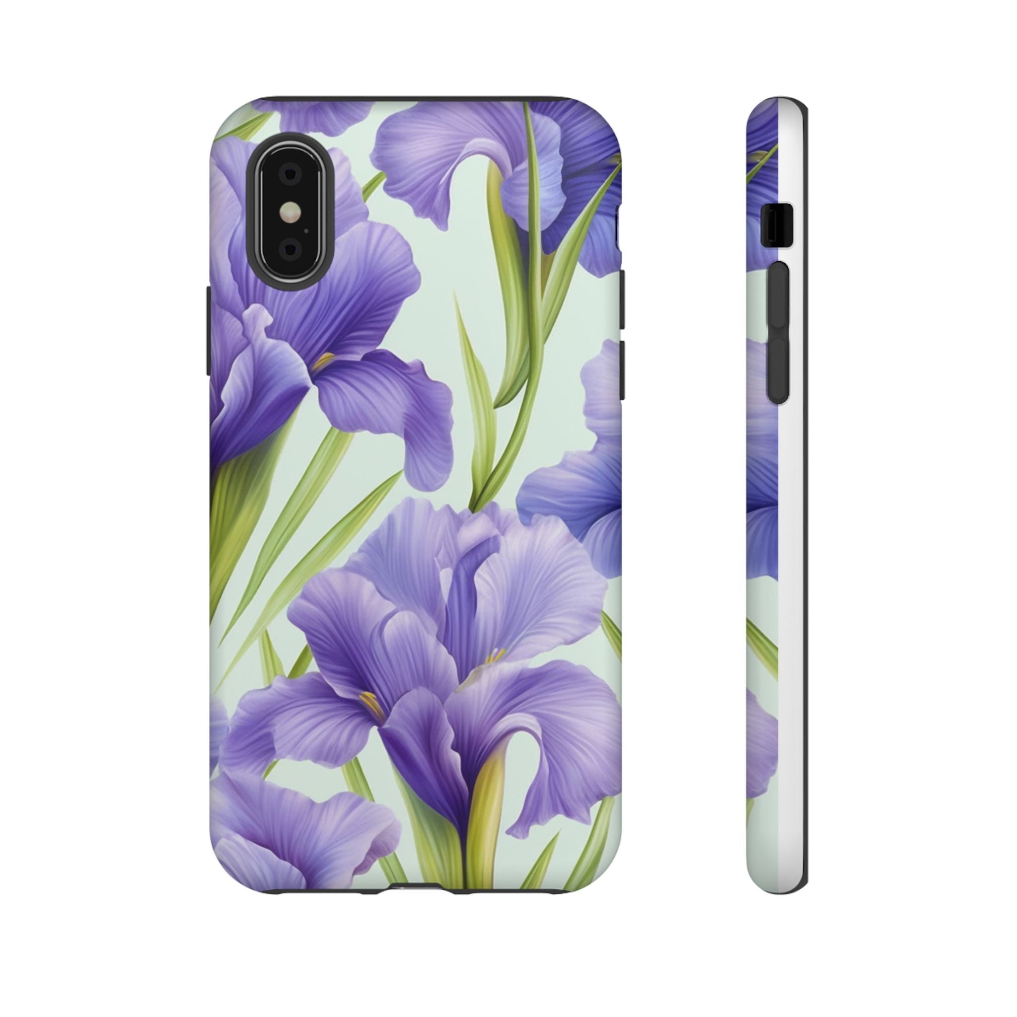 Purple Iris Floral iPhone Case - Hexagon Stone