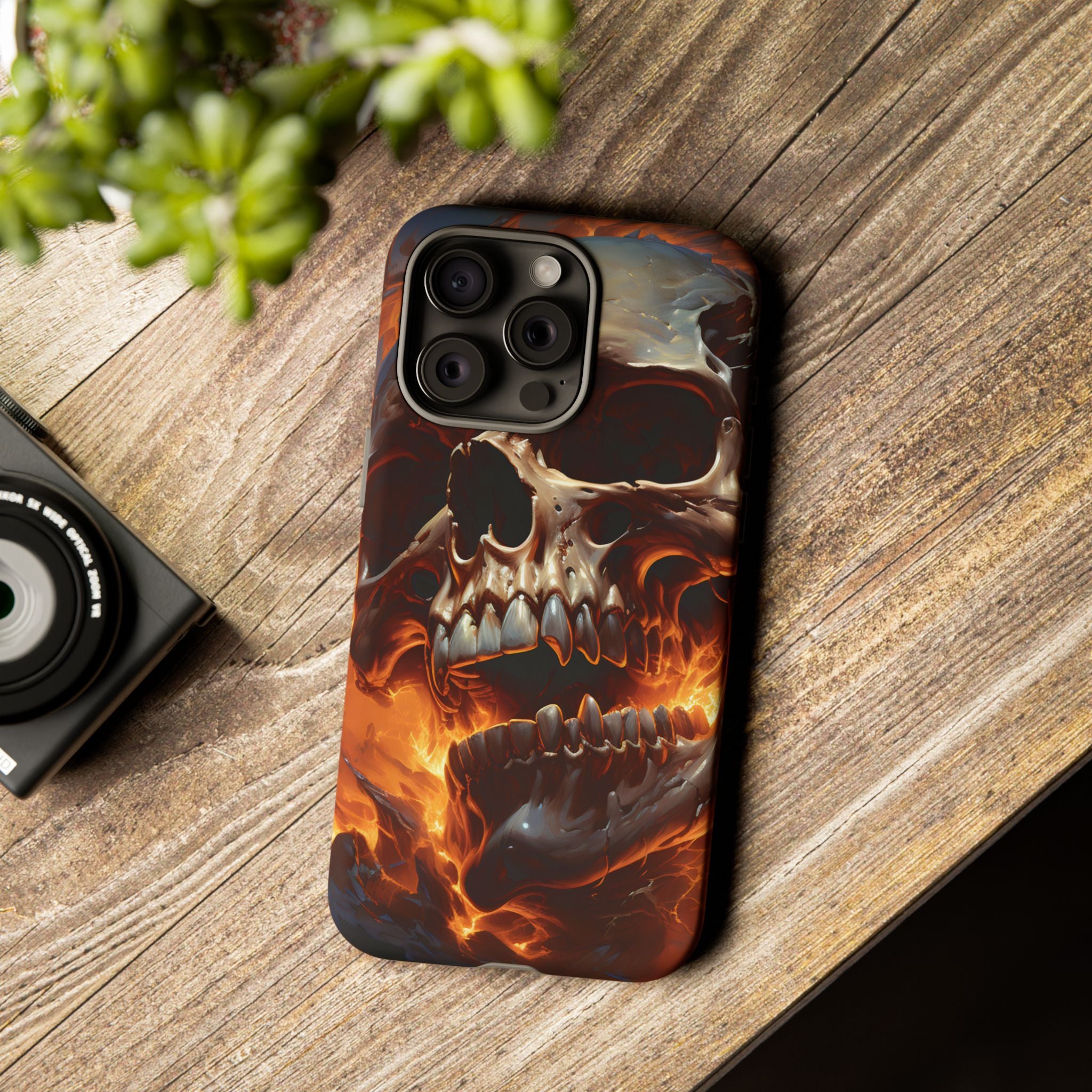 Fiery Skull Hexagon iPhone Case - Rugged