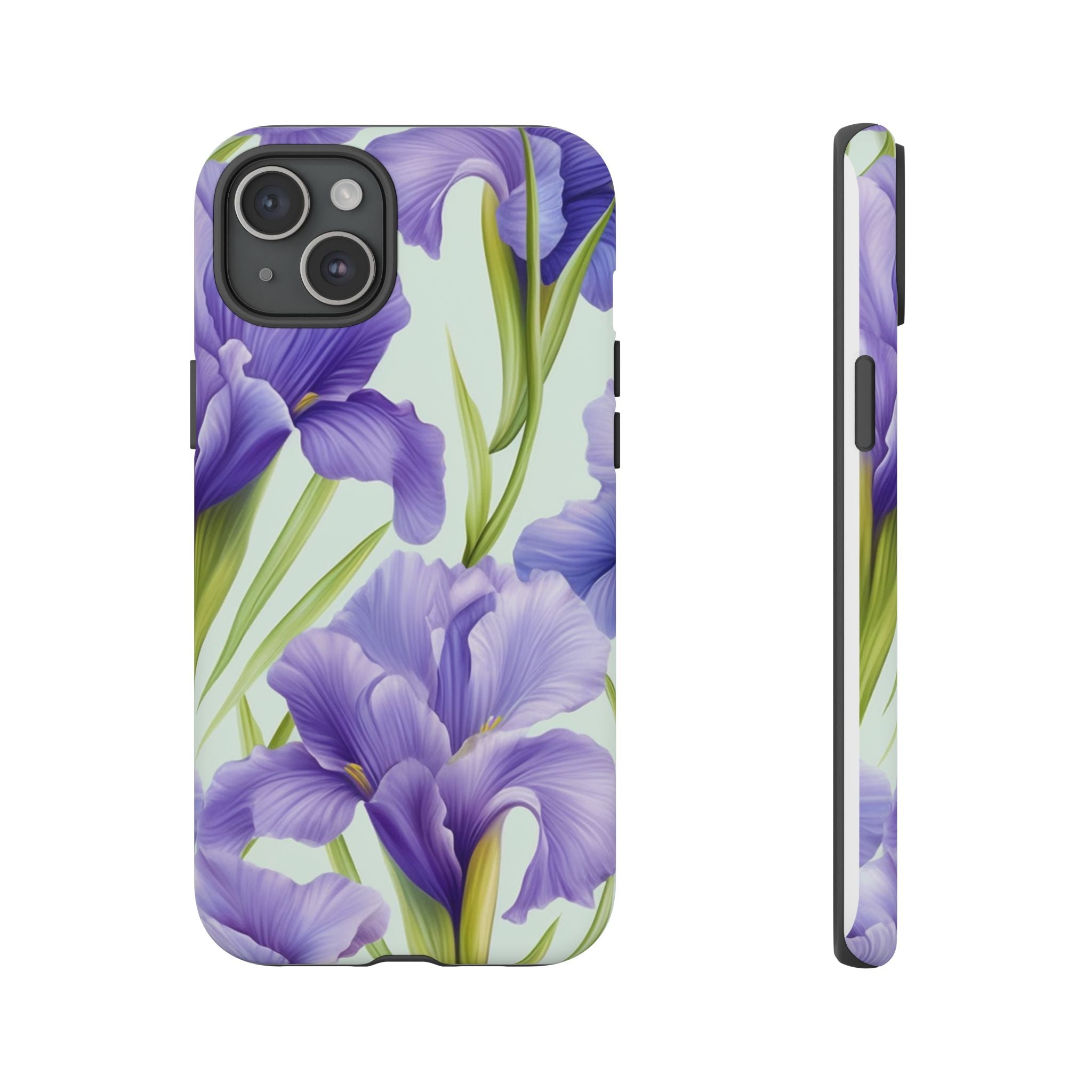 Purple Iris Floral iPhone Case - Hexagon Stone