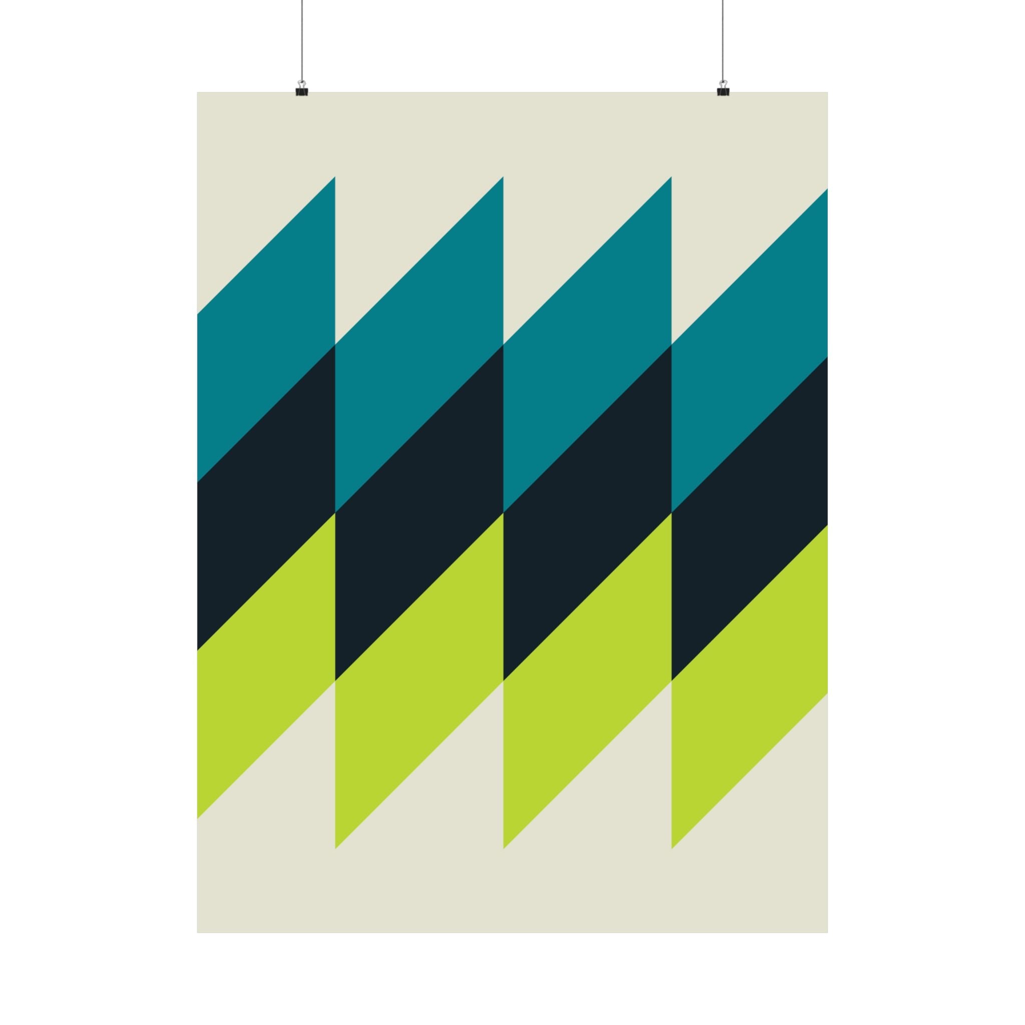 Geometric Teal & Lime Green Wave Poster