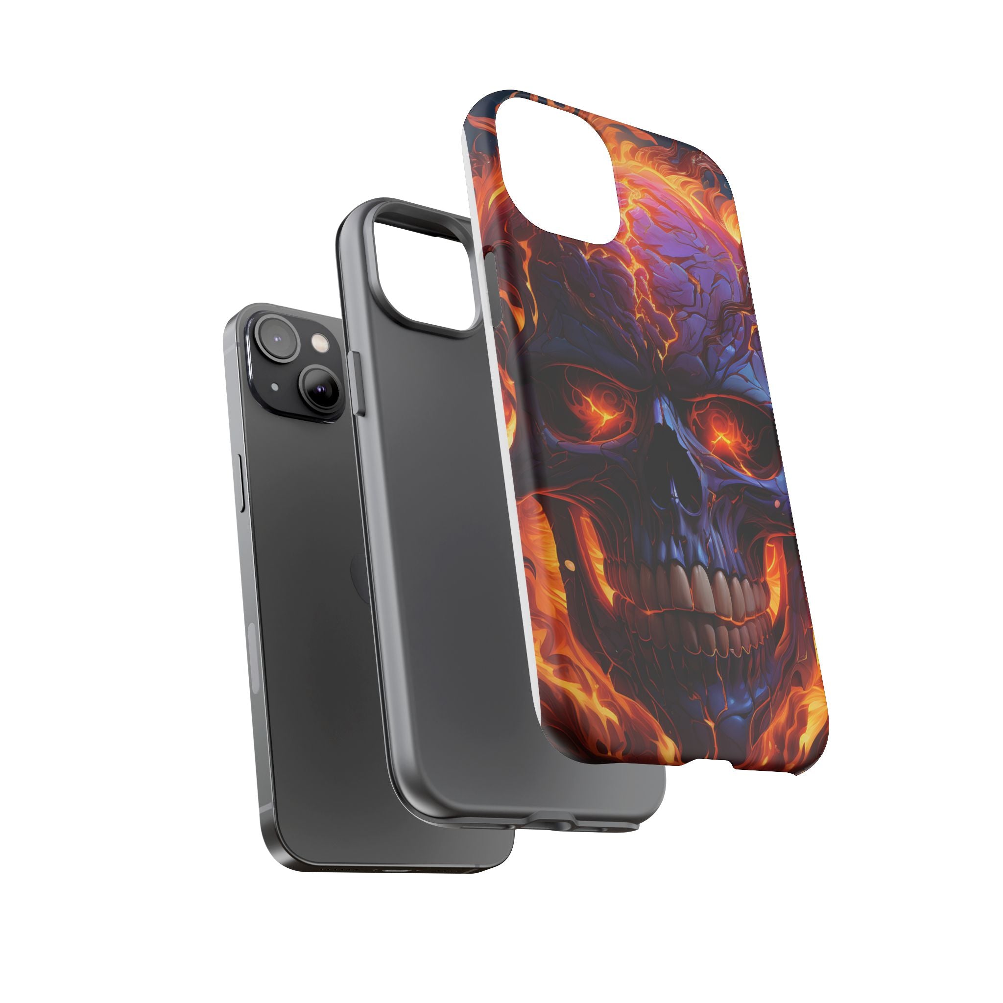 Fiery Skull Hexagon iPhone Case - Rugged Texture