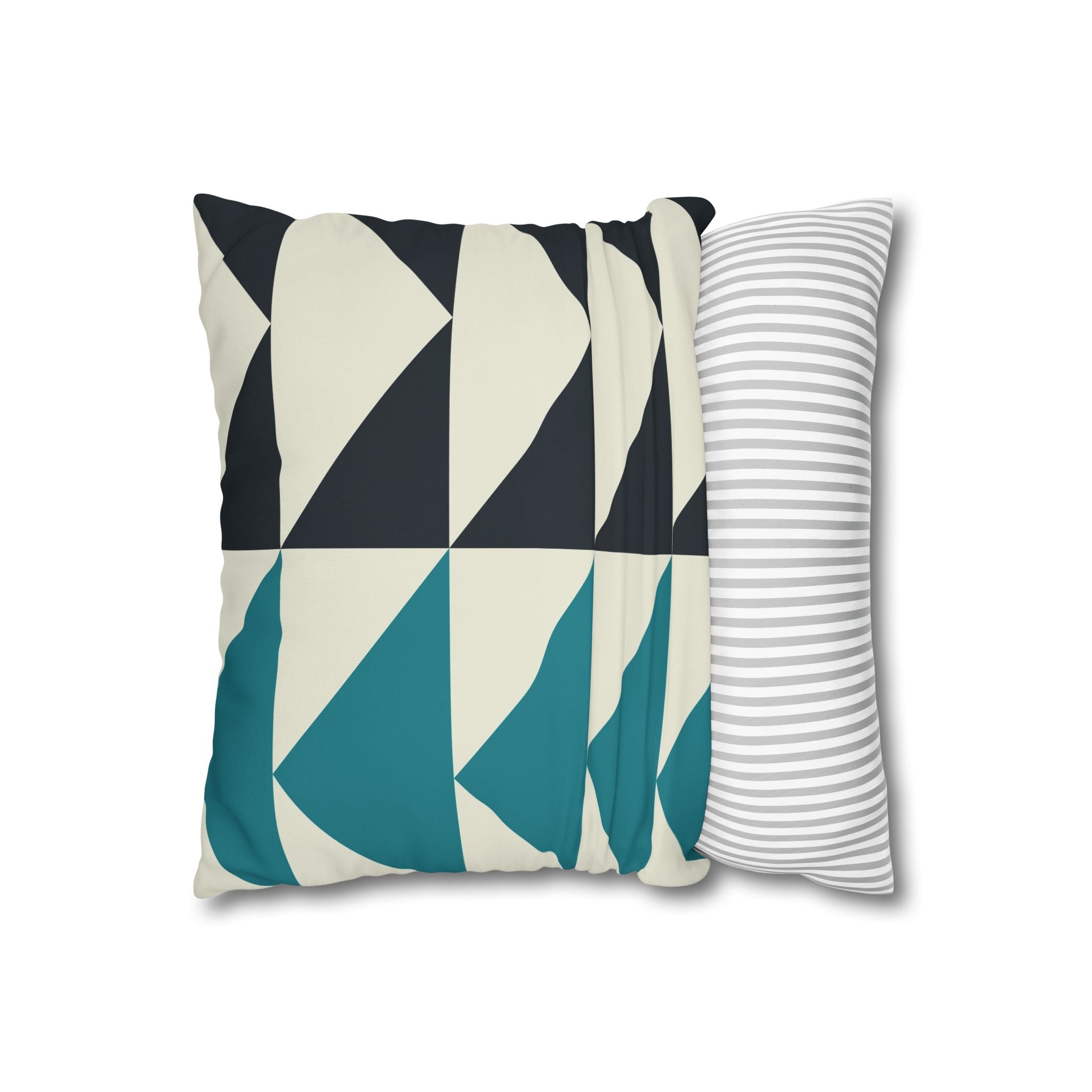 Geometric Teal & Charcoal Triangle Pillowcase