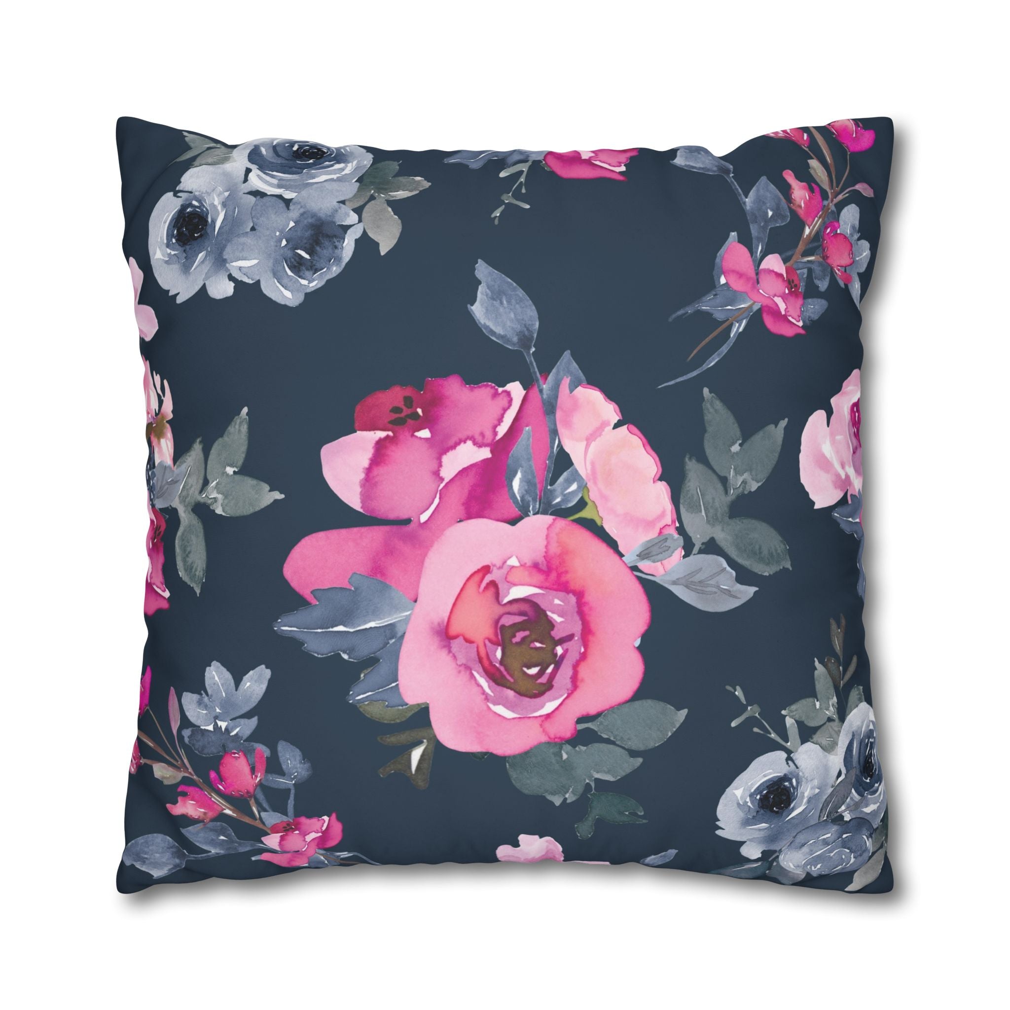 Teal Watercolor Floral Pillowcase