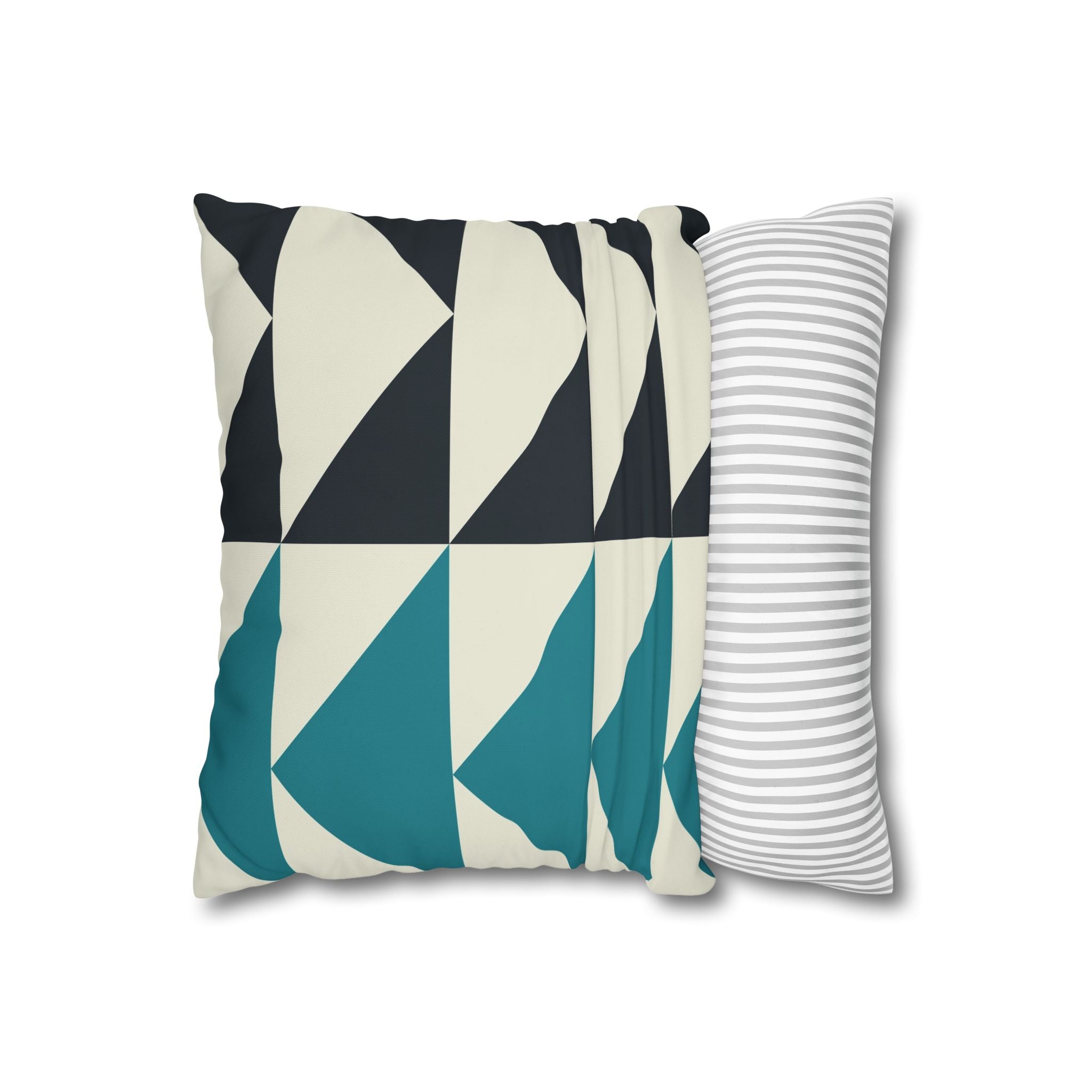 Geometric Teal & Charcoal Triangle Pillowcase