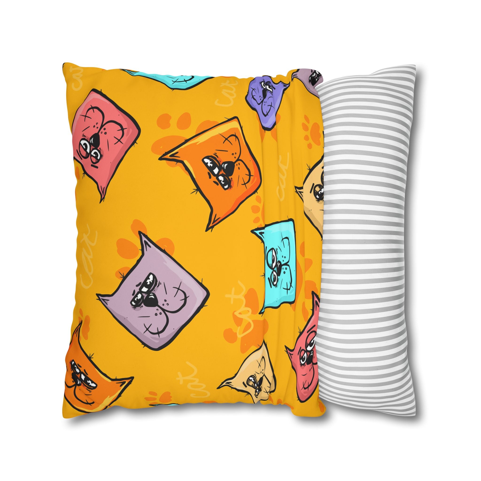 Pastel Cat Pillowcase - Gold Paw Print