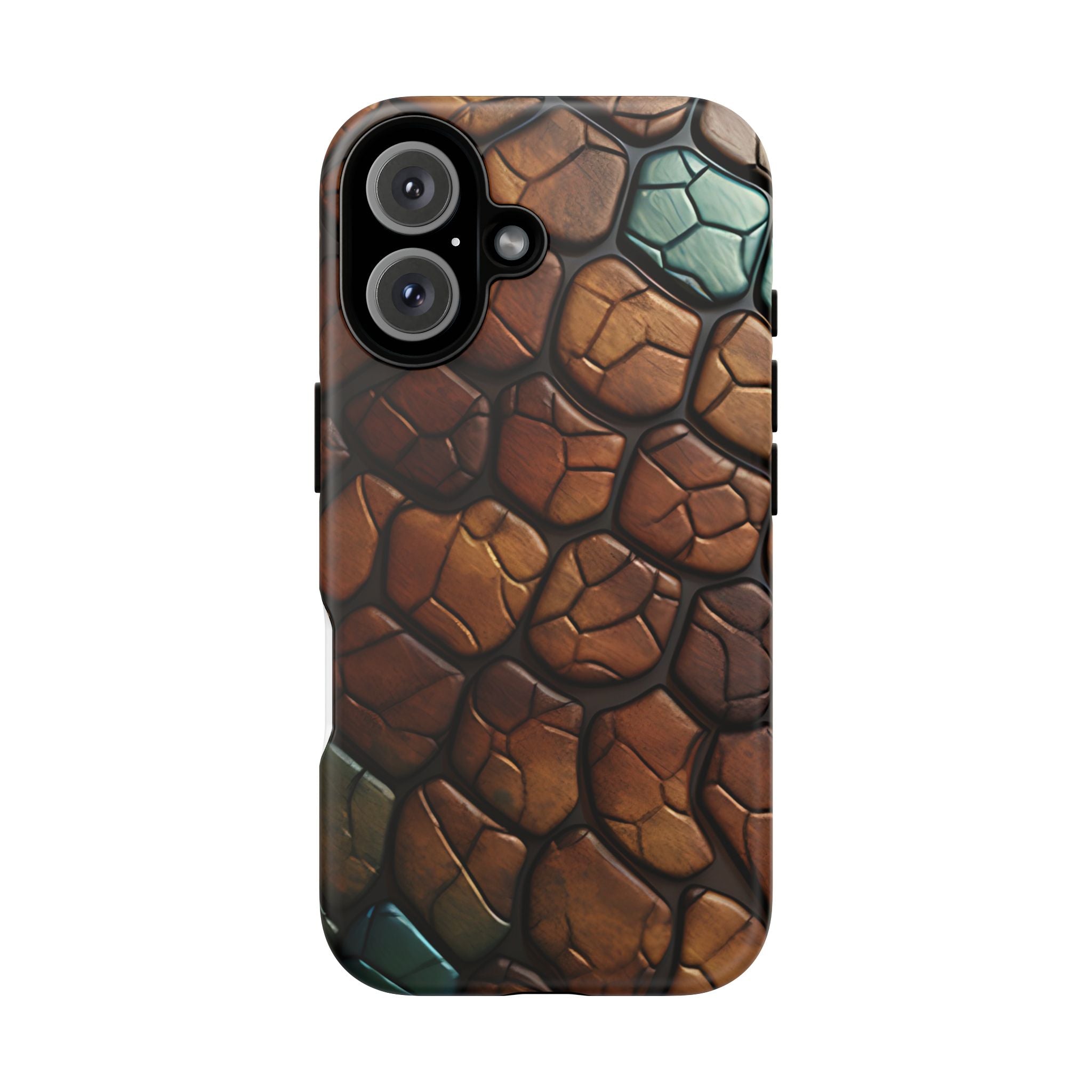 Mosaic Reptile iPhone Case - Teal & Brown