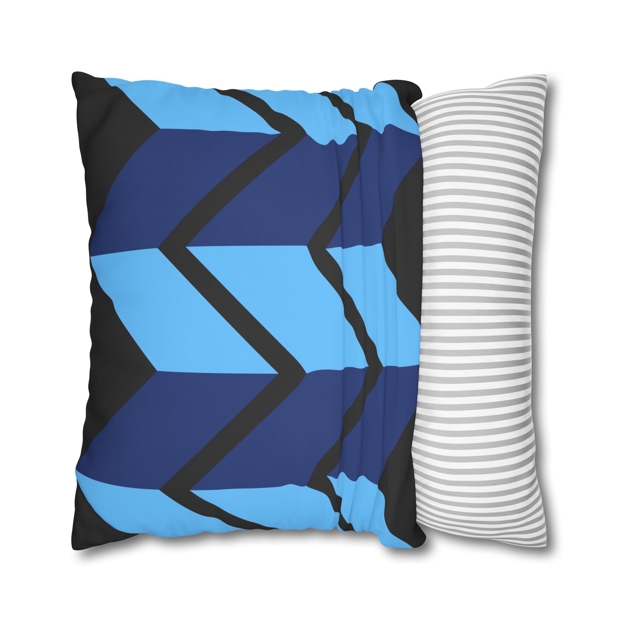 Geometric Chevron Pillowcase - Navy & Sky Blue